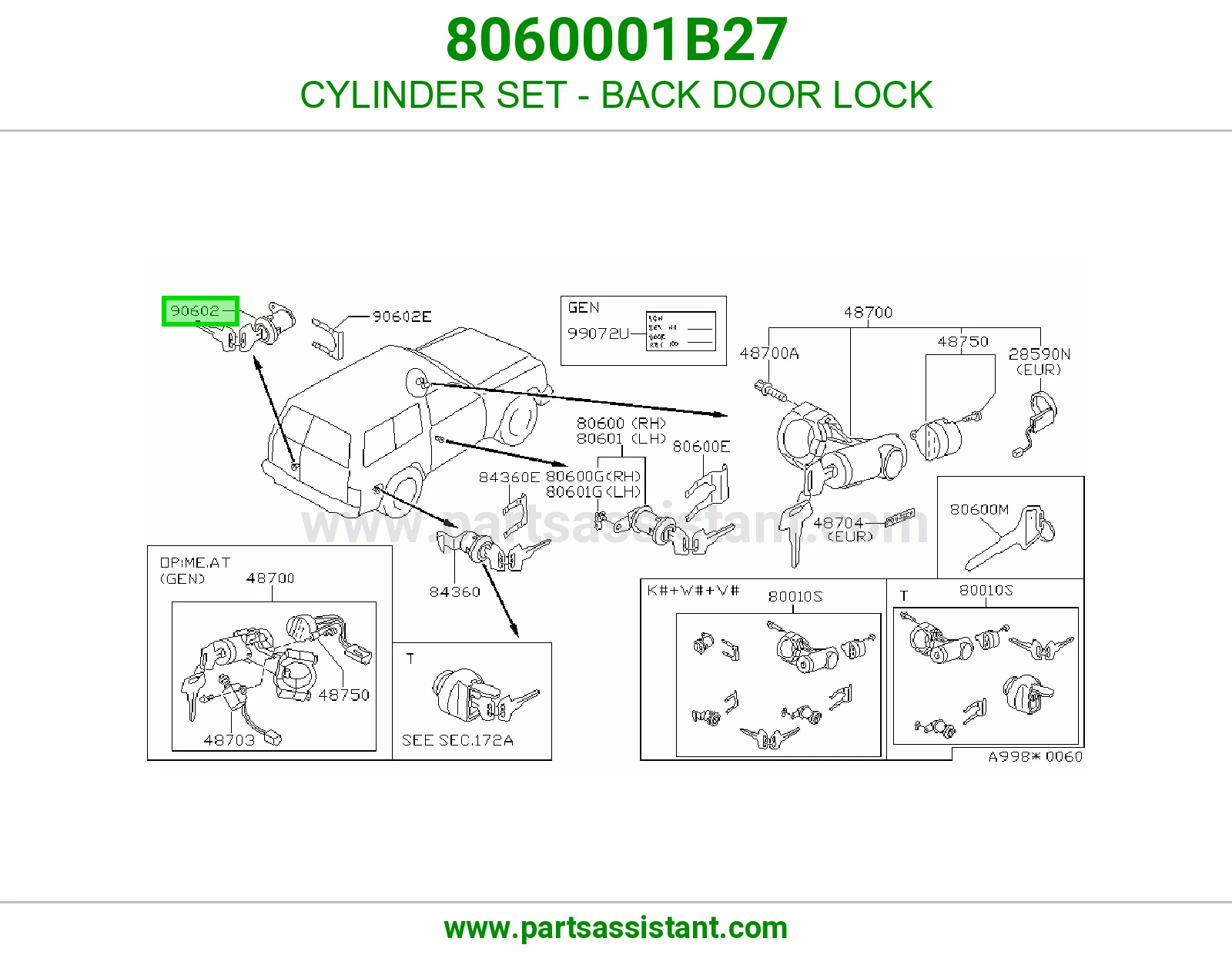 CYLINDER SET - BACK DOOR LOCK 8060001B27