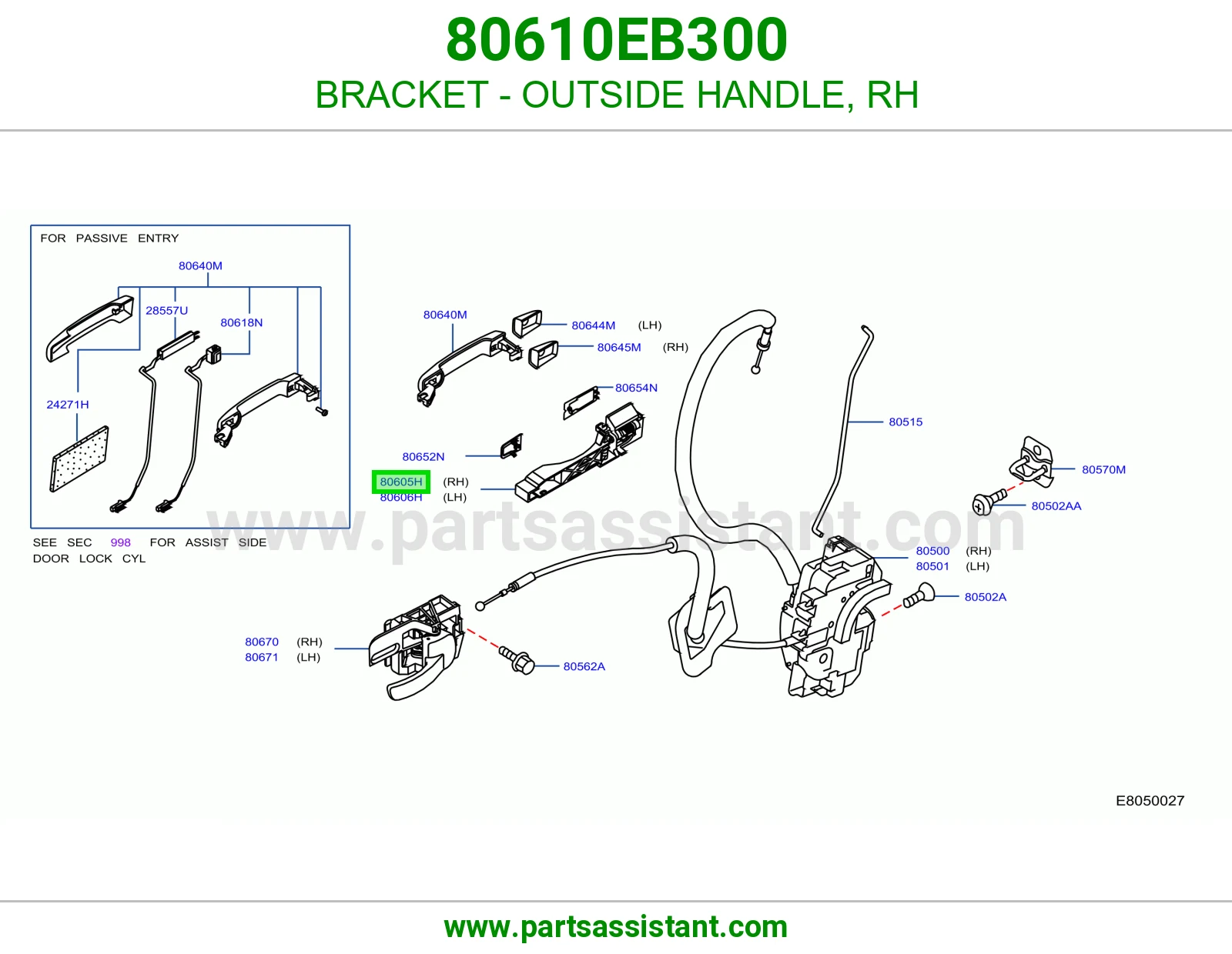 BRACKET - OUTSIDE HANDLE, RH 80610EB300