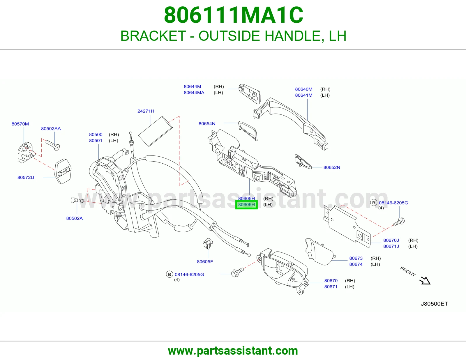 BRACKET - OUTSIDE HANDLE, LH 806111MA1C