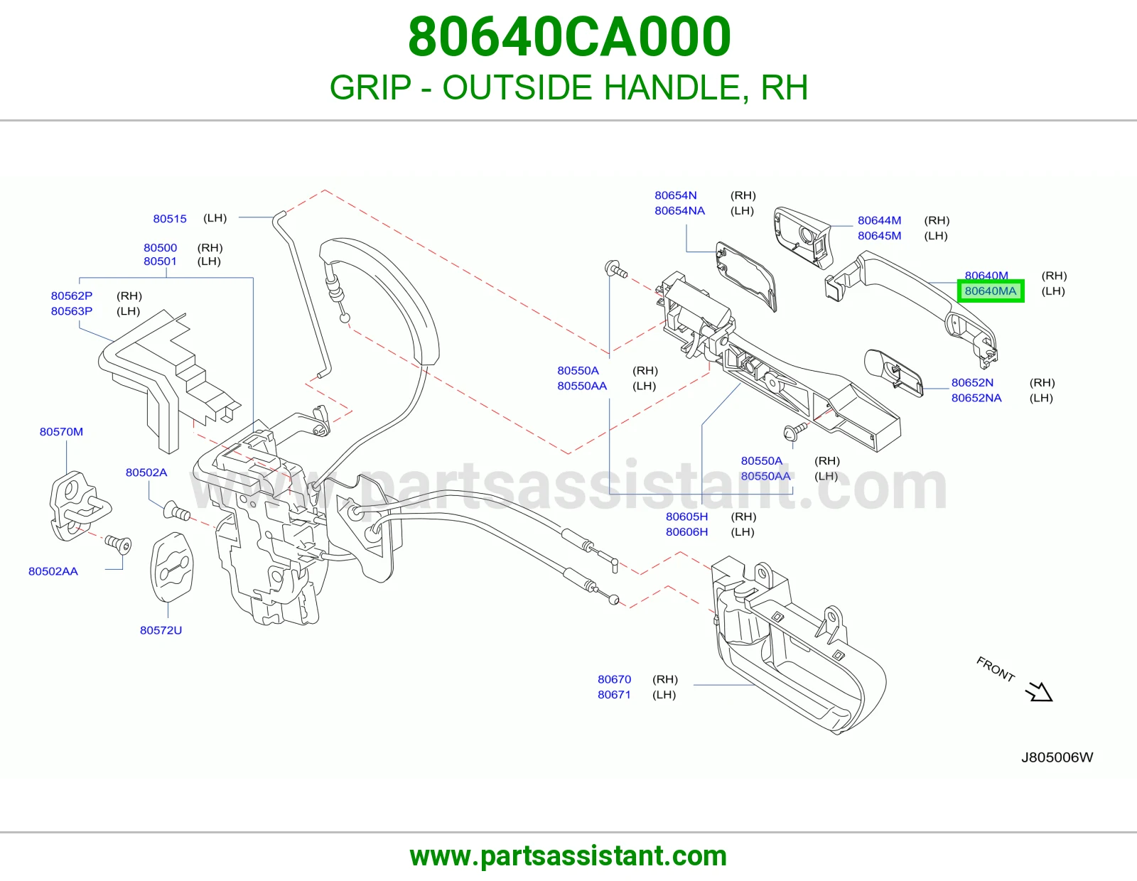 GRIP - OUTSIDE HANDLE, RH 80640CA000