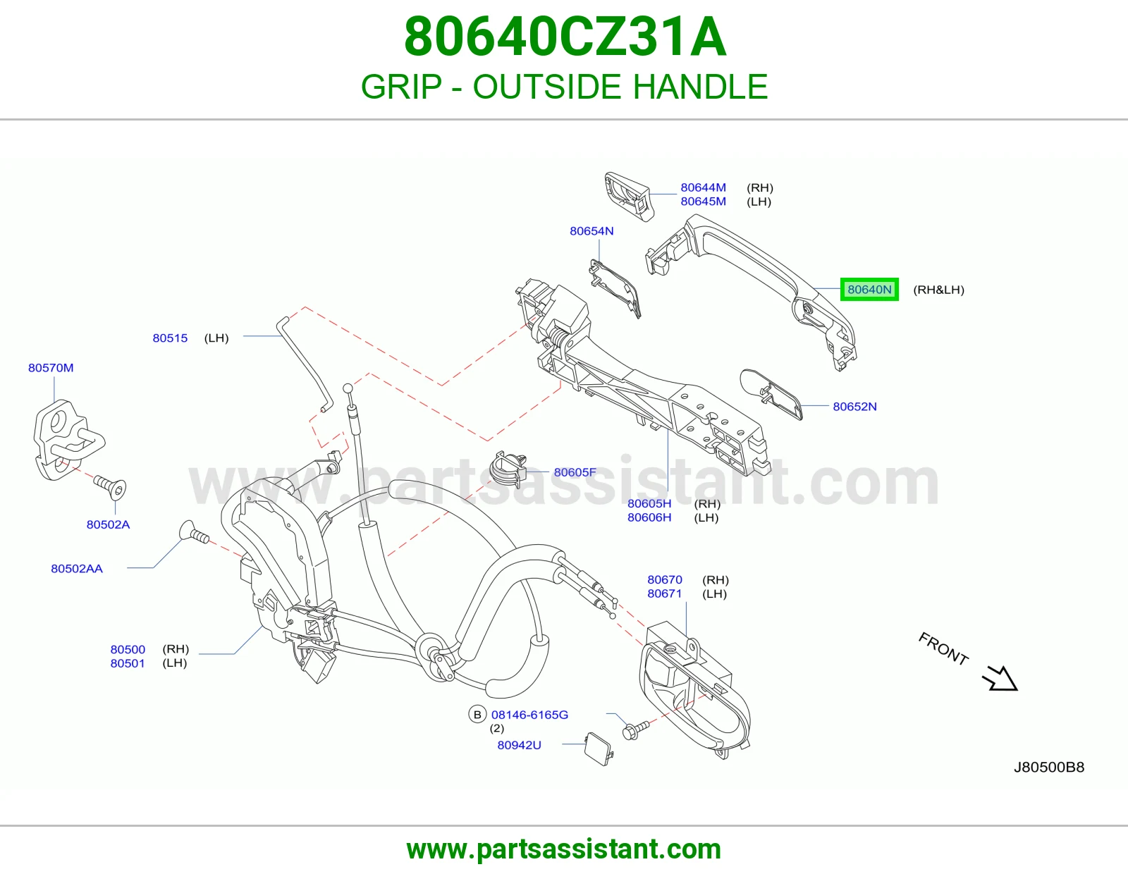 عروه يد باب خارجي يمين 80640CZ31A