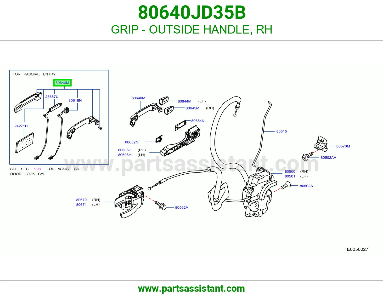 GRIP - OUTSIDE HANDLE, RH 80640JD35B
