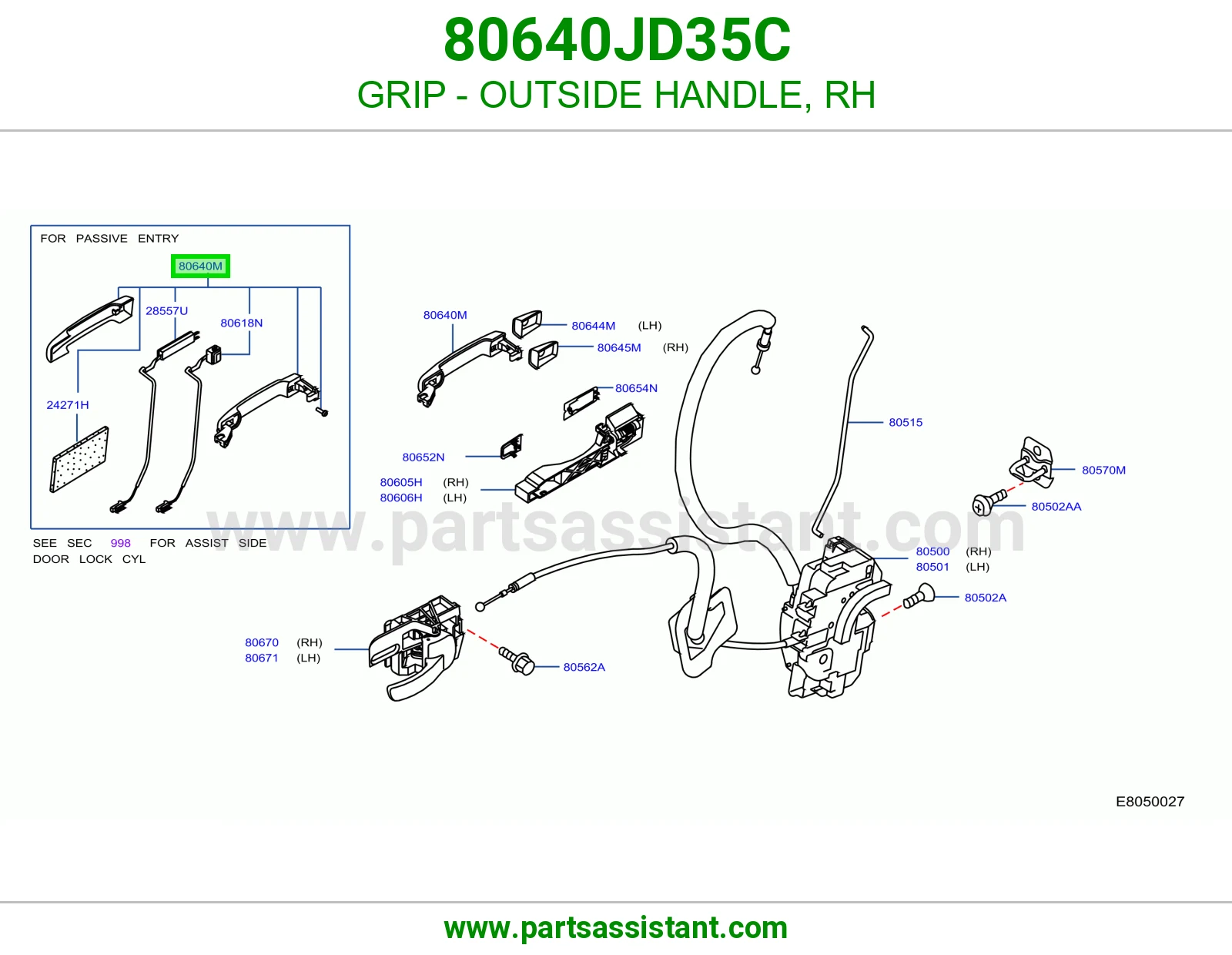 عروه يد باب خارجي يمين 80640JD35C