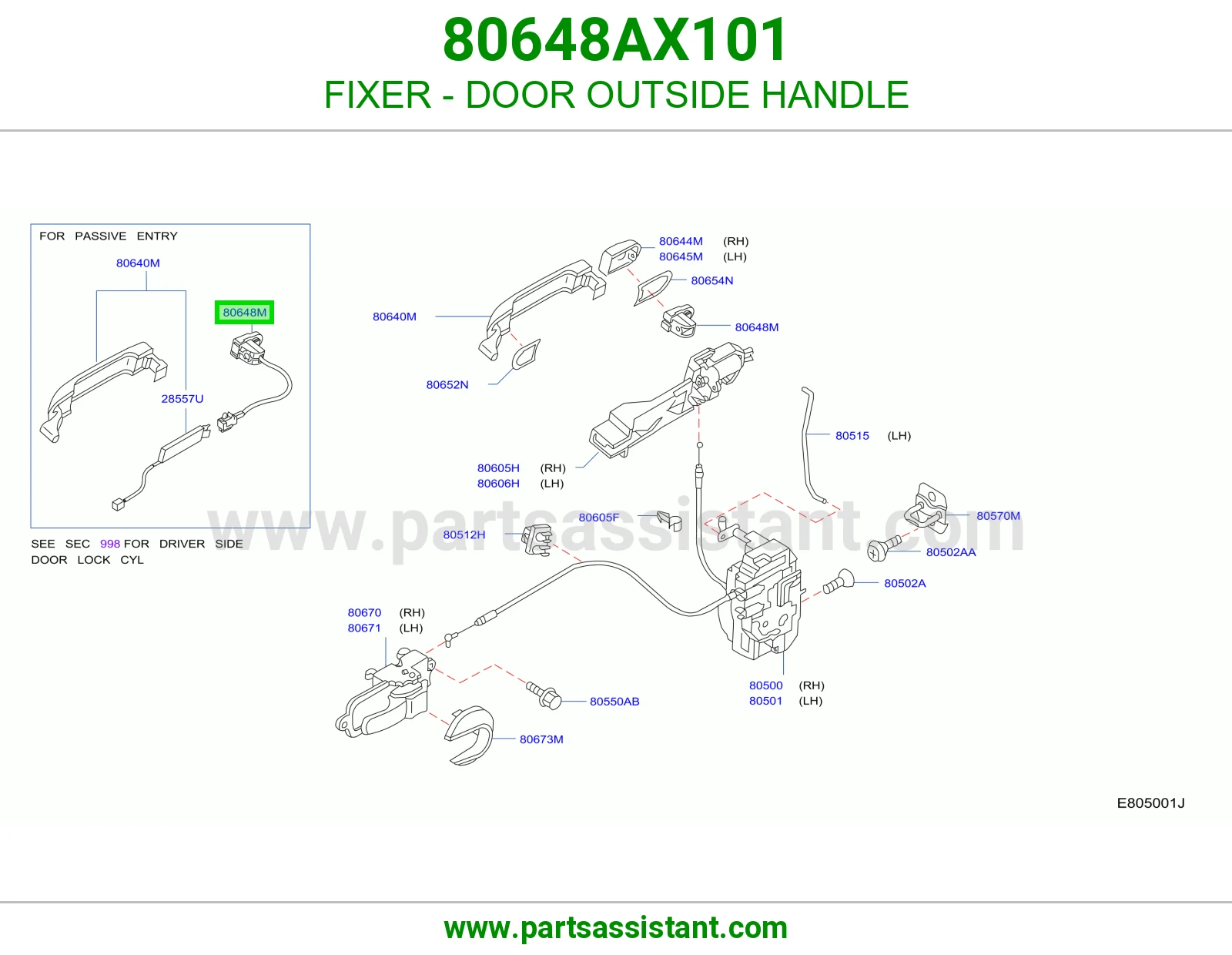 مثبت مسكة باب خارجية 80648AX101