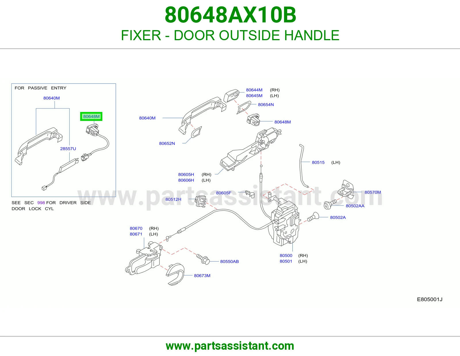 مثبت مسكة باب خارجية 80648AX10B