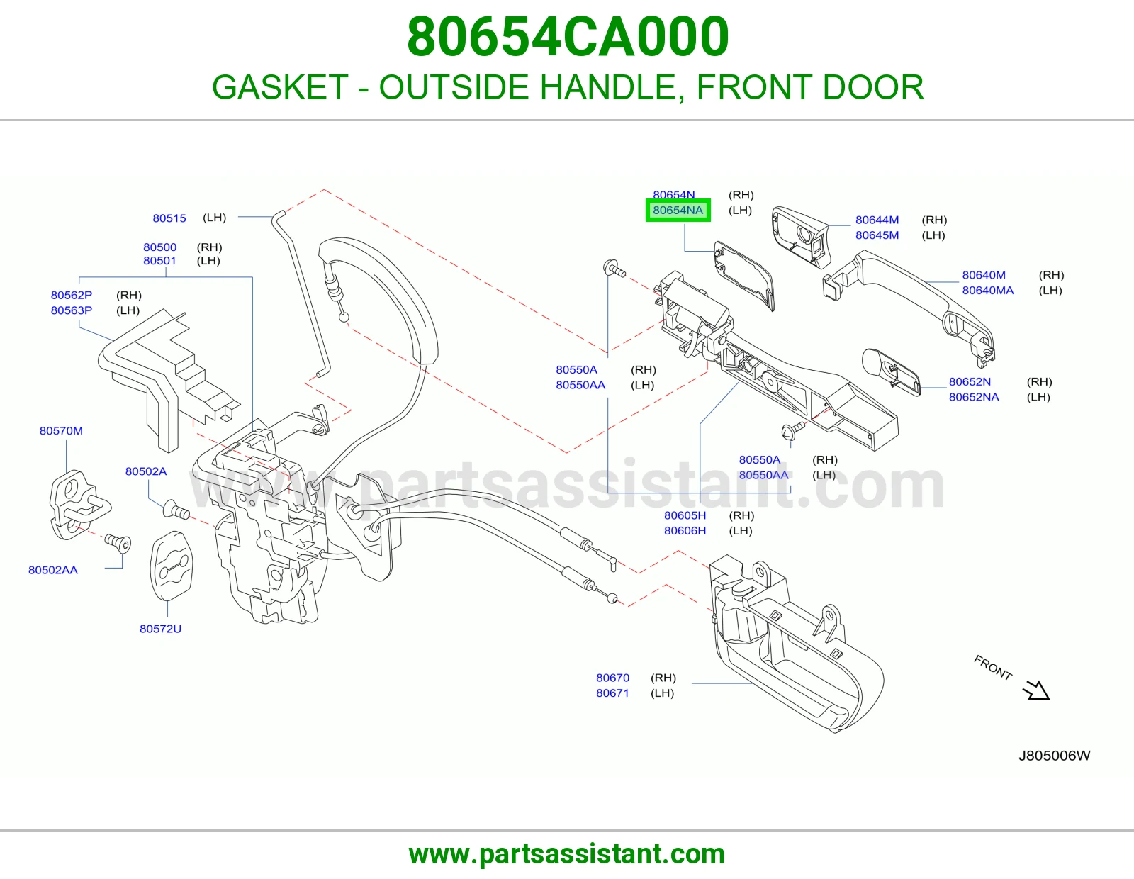 GASKET - OUTSIDE HANDLE, FRONT DOOR 80654CA000