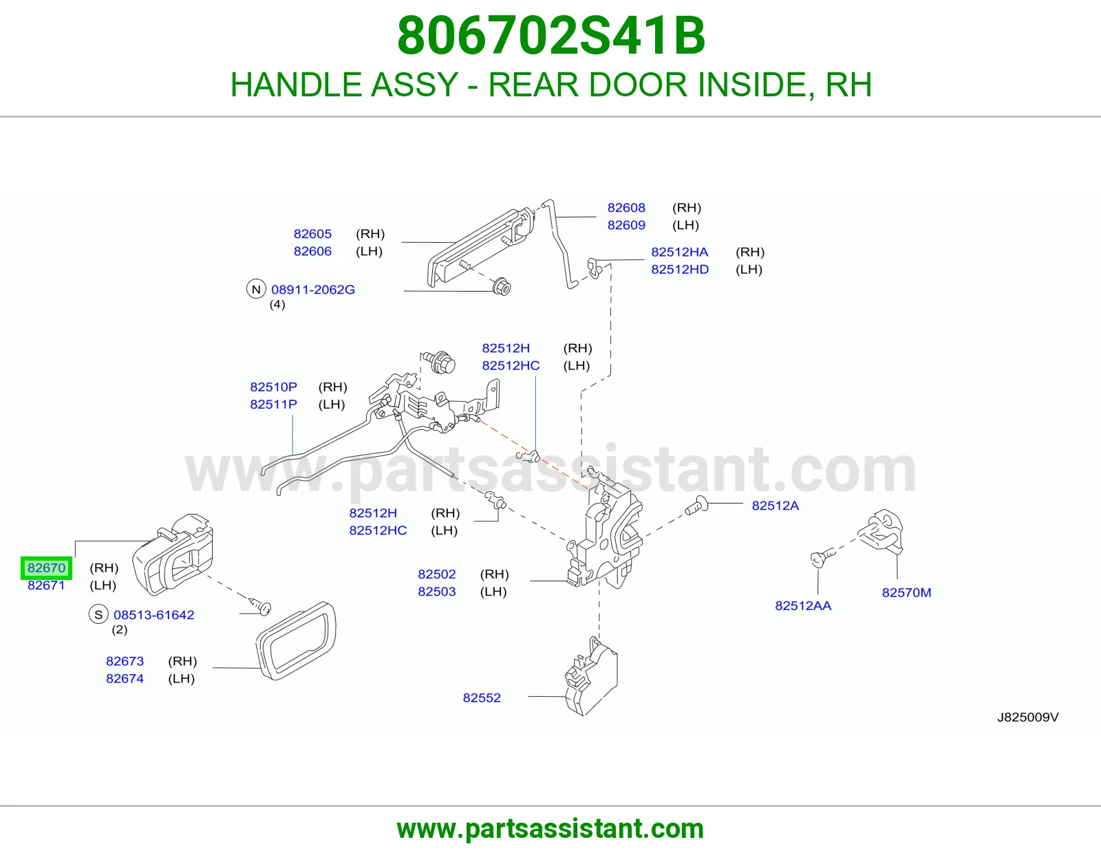 HANDLE ASSY - DOOR INSIDE, RH 806702S41B