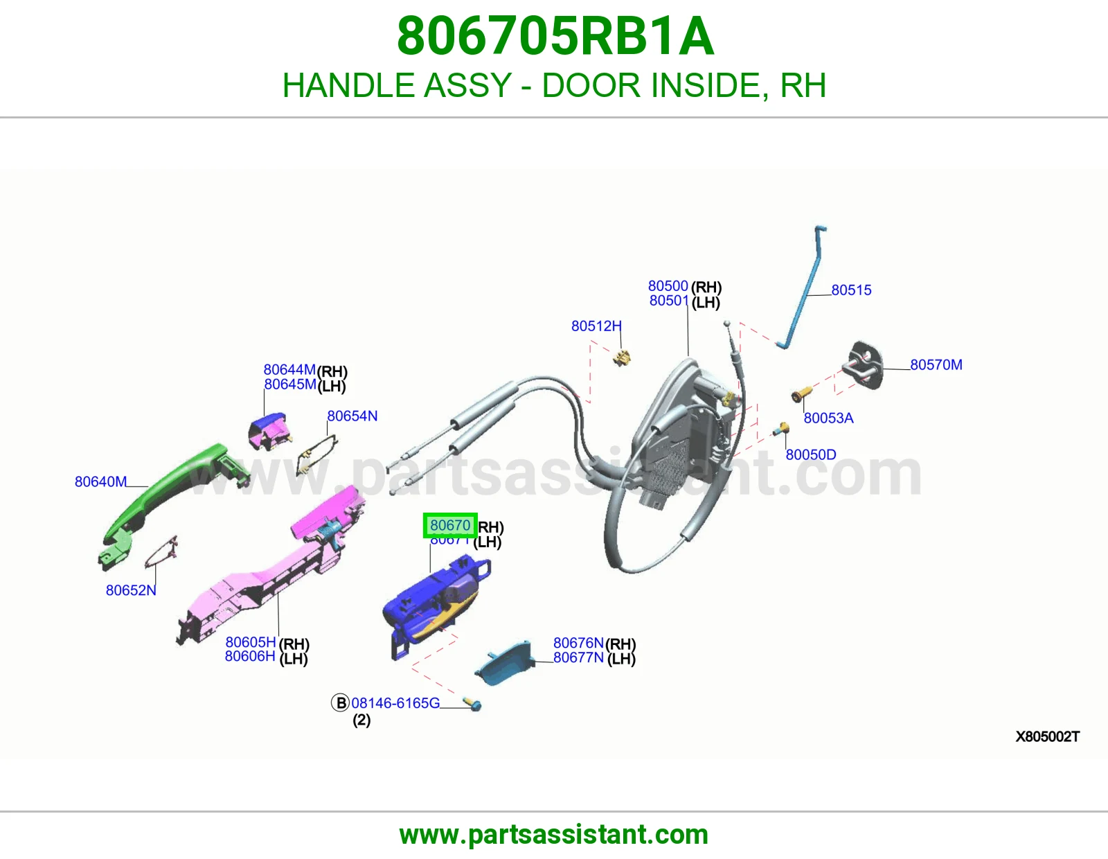 HANDLE ASSY - DOOR INSIDE, RH 806705RB1A