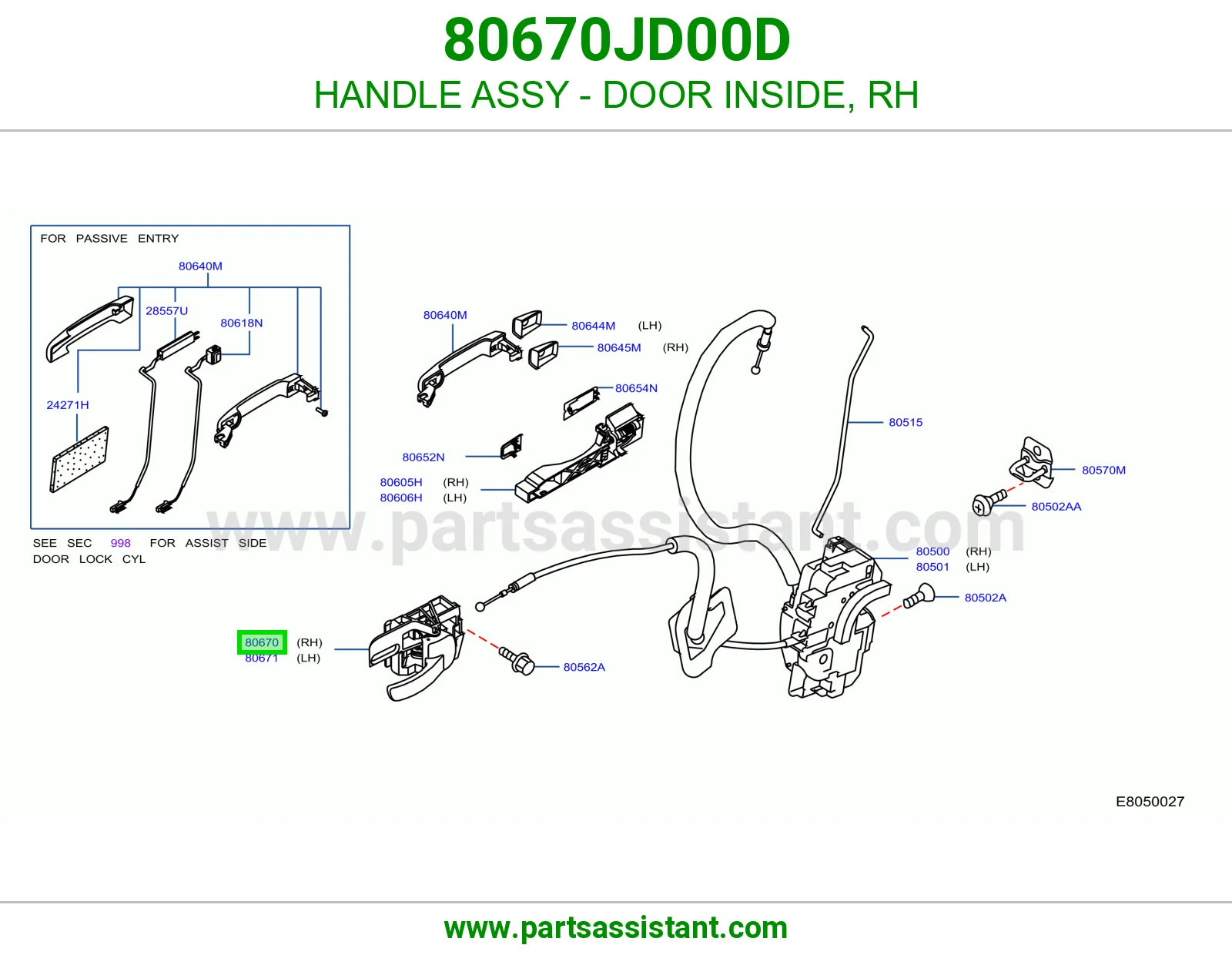 عره يد باب داخلي يمين 80670JD00D