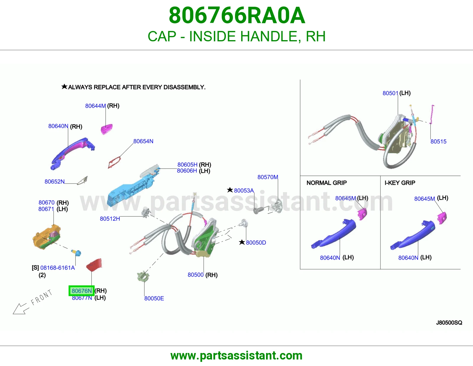 غطاء مسكة داخلية يمين 806766RA0A