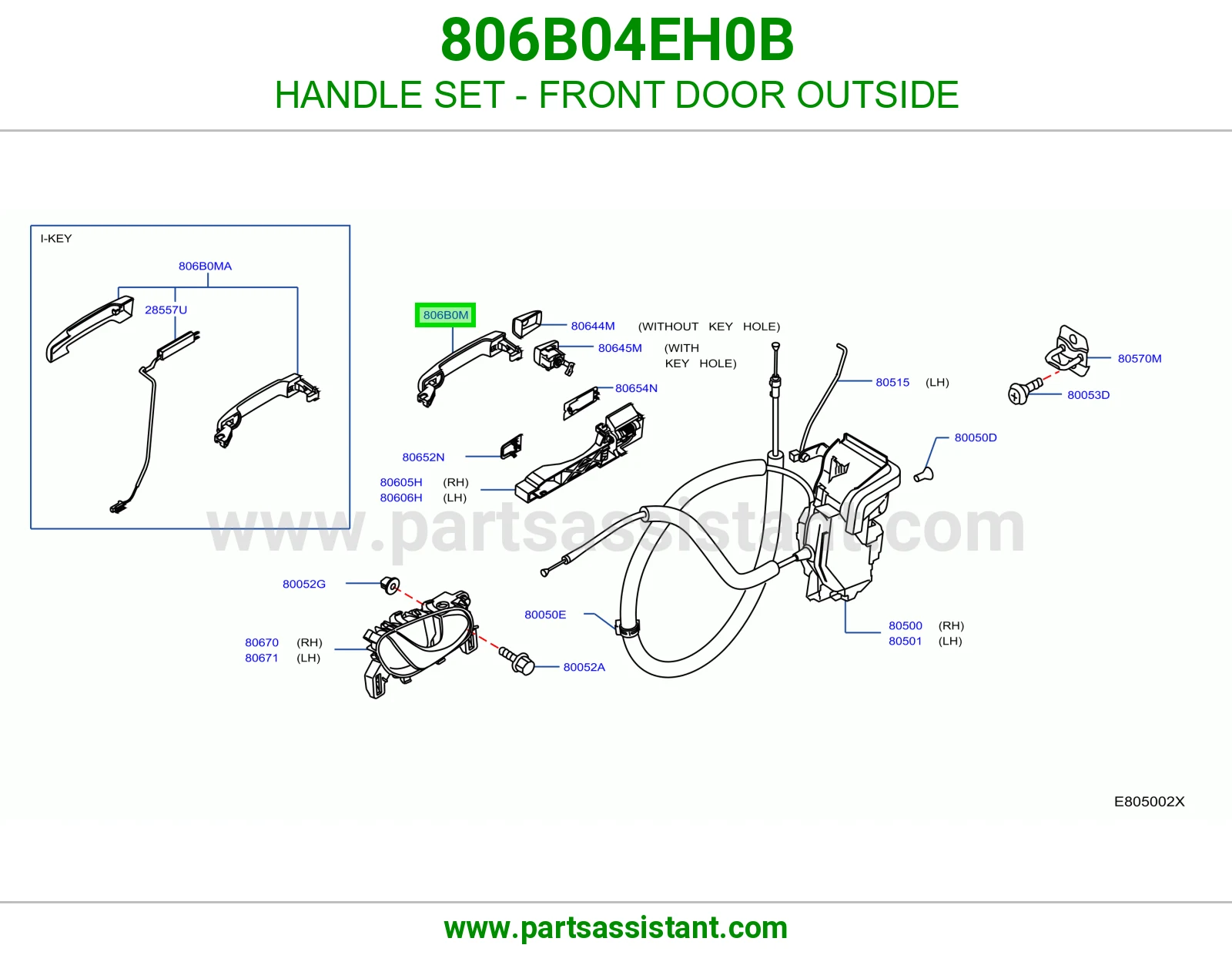 طقم مسكات باب أمامي خارجي 806B04EH0B
