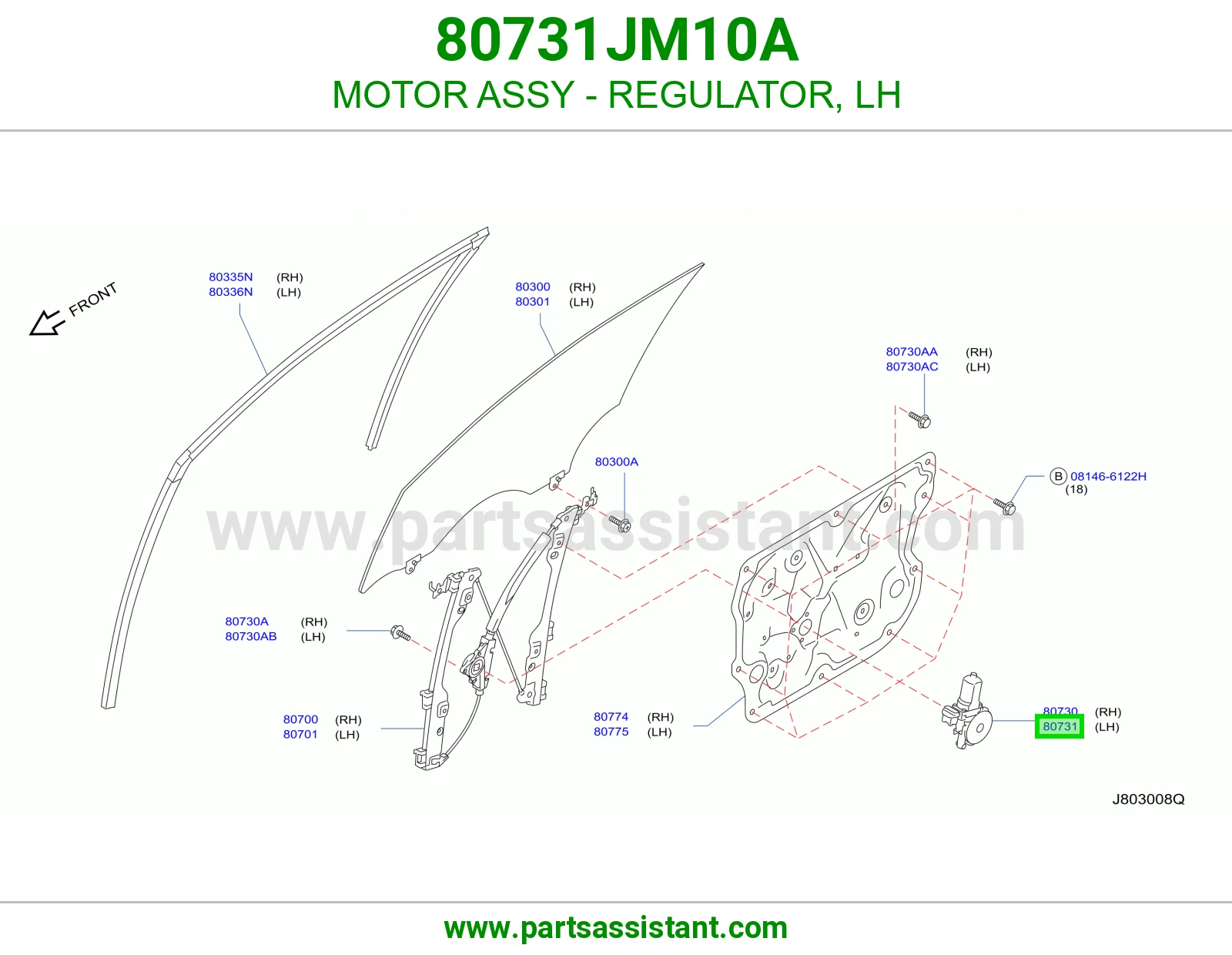 دينمو قزاز باب يسار 80731JM10A
