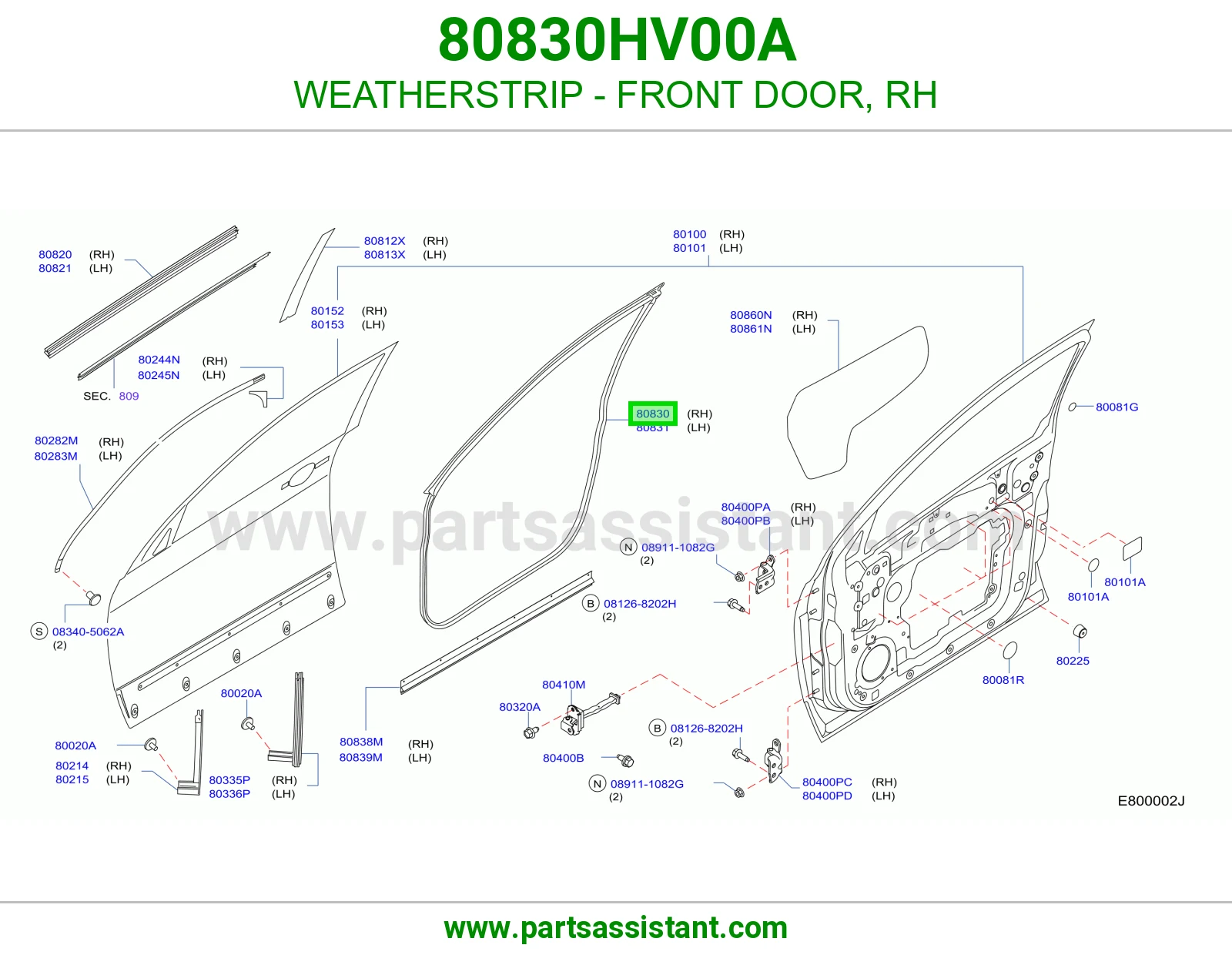ربل باب أمامي يمين 80830HV00A