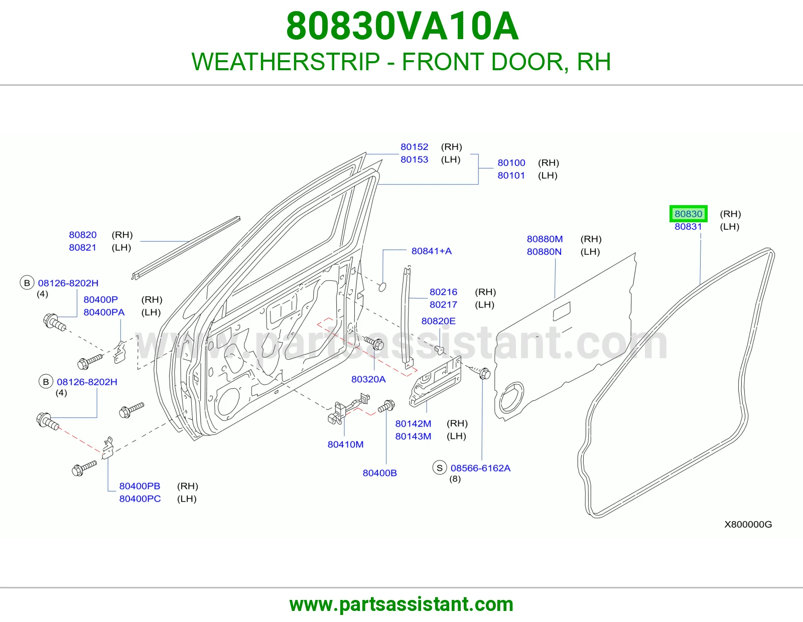 ربل باب أمامي يمين 80830VA10A