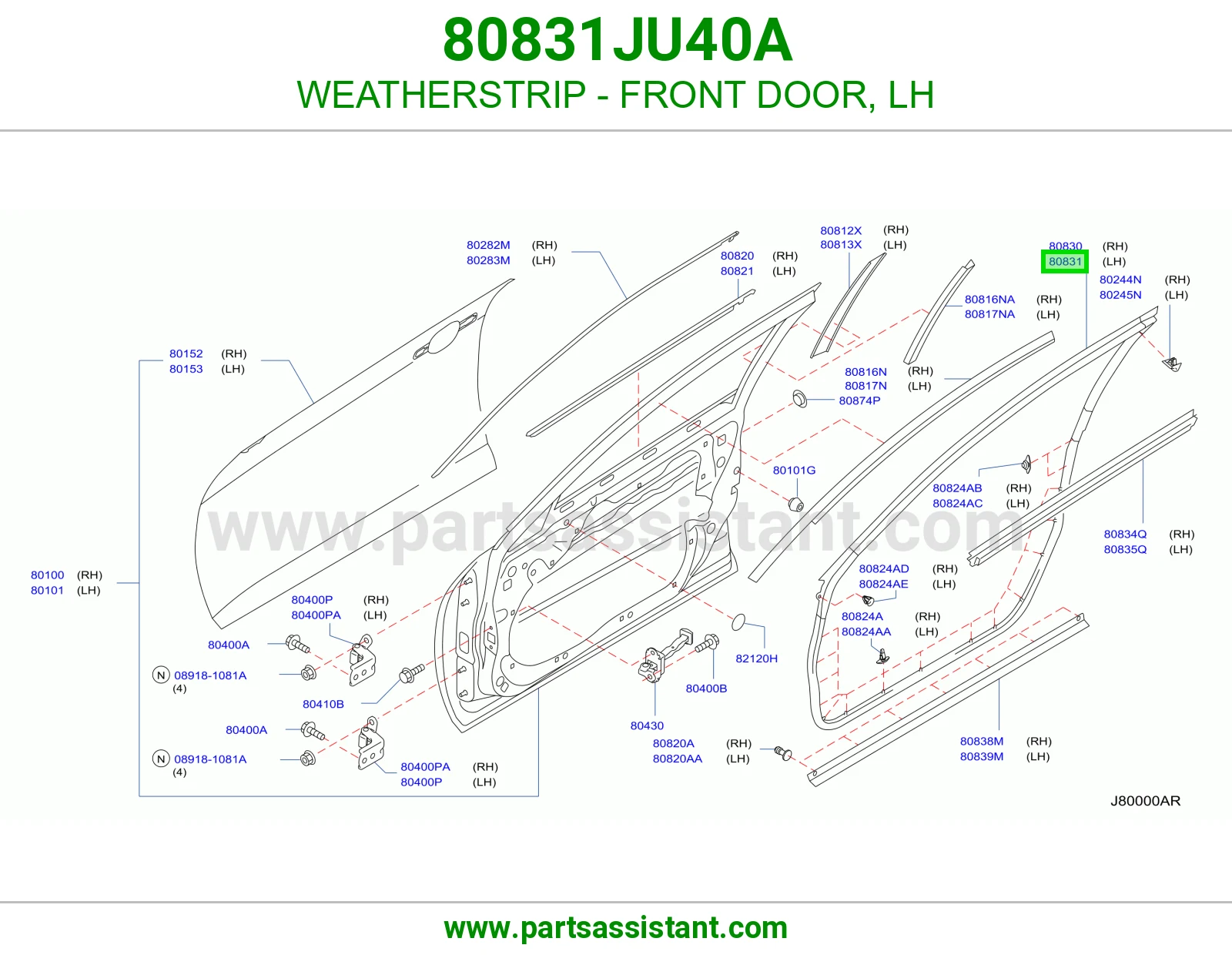 ربل باب أمامي يسار 80831JU40A