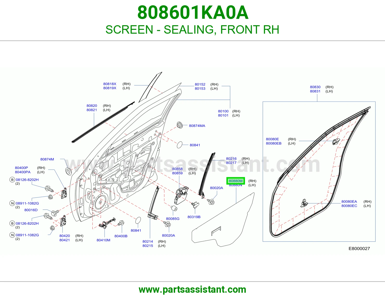 شبك واقي ربل أمامي يمين 808601KA0A