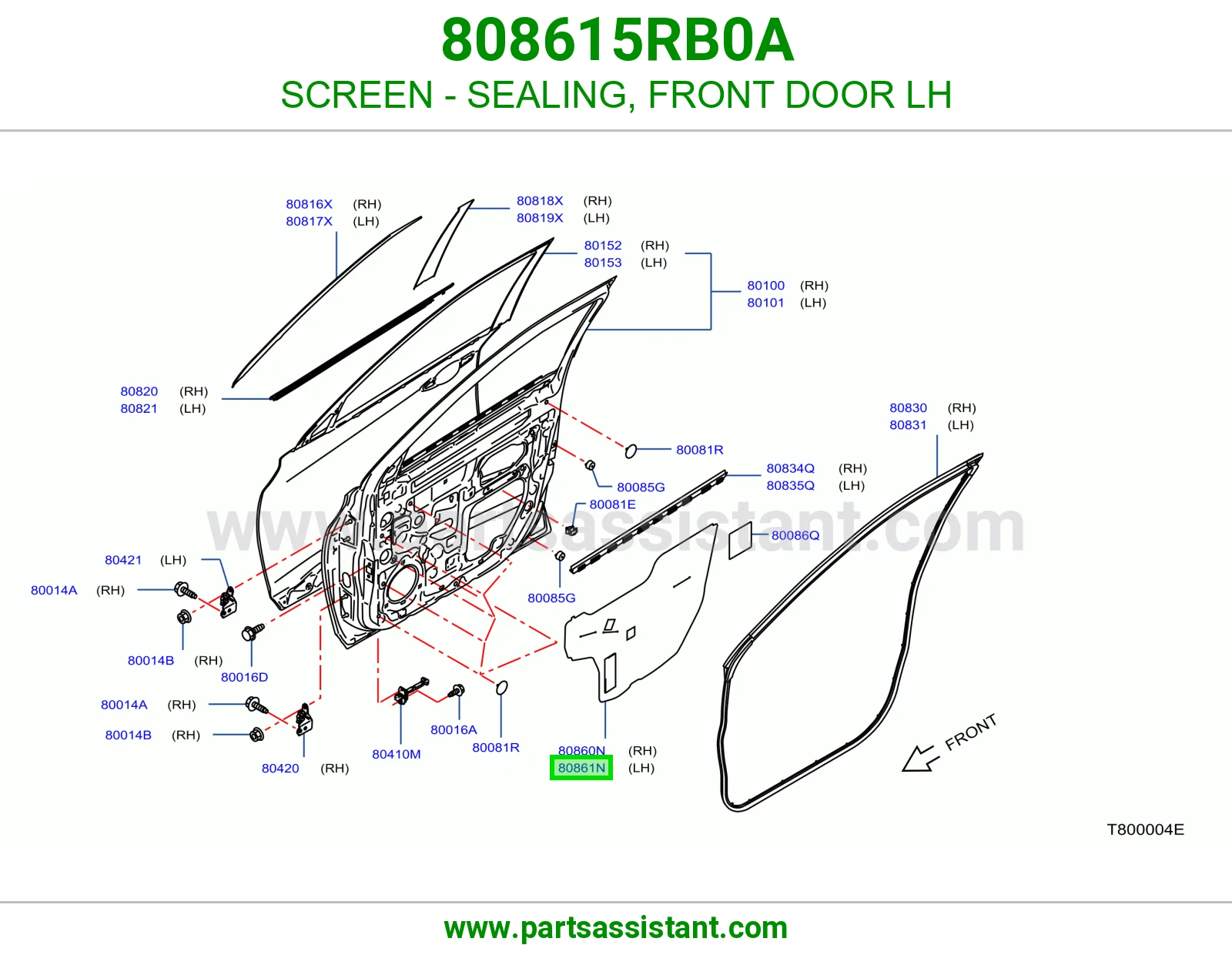 شبك واقي ربل باب أمامي يسار 808615RB0A