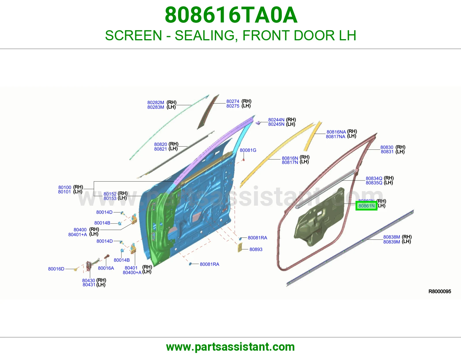 شبك واقي ربل باب أمامي يسار 808616TA0A
