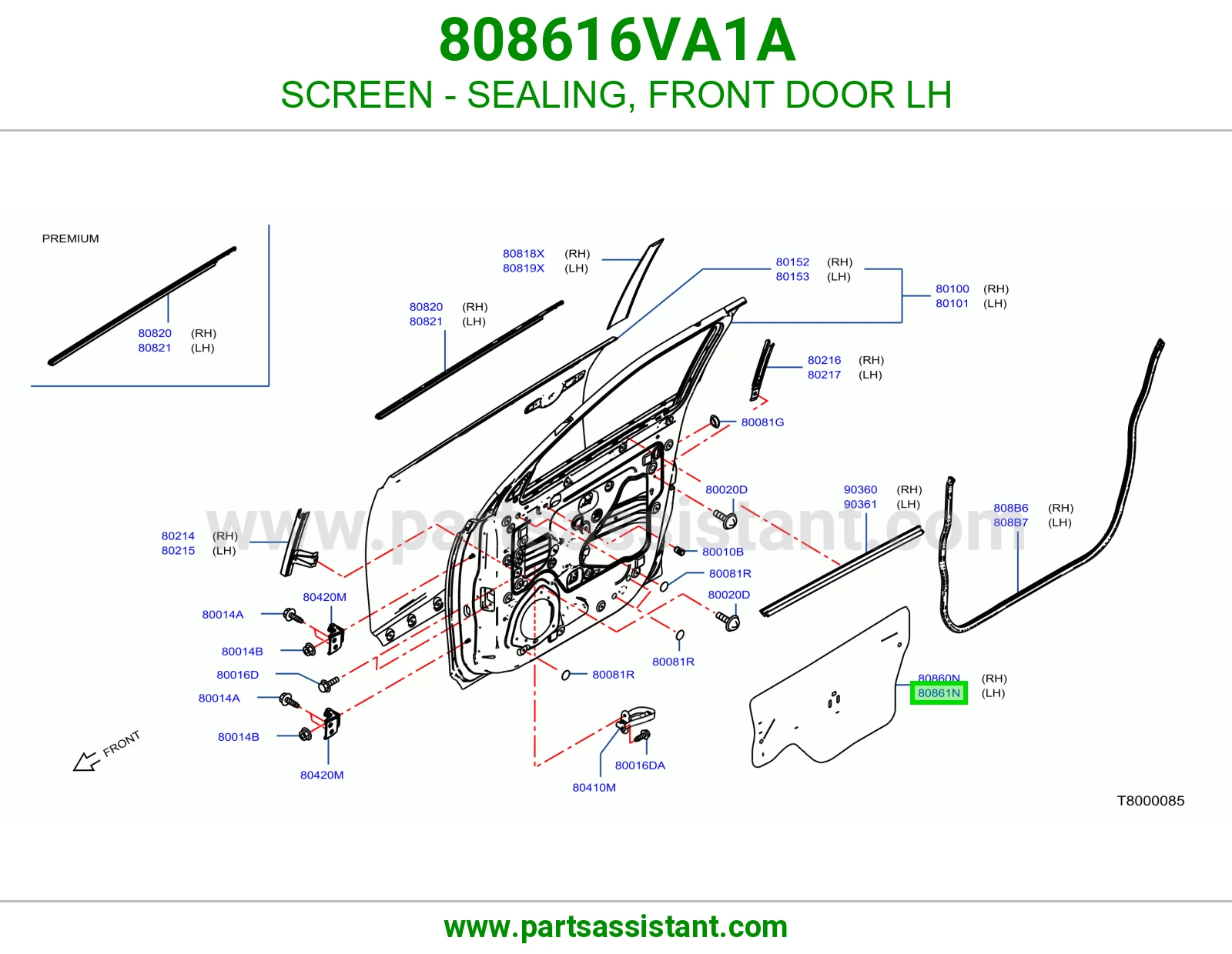 شبك واقي ربل باب أمامي يسار 808616VA1A