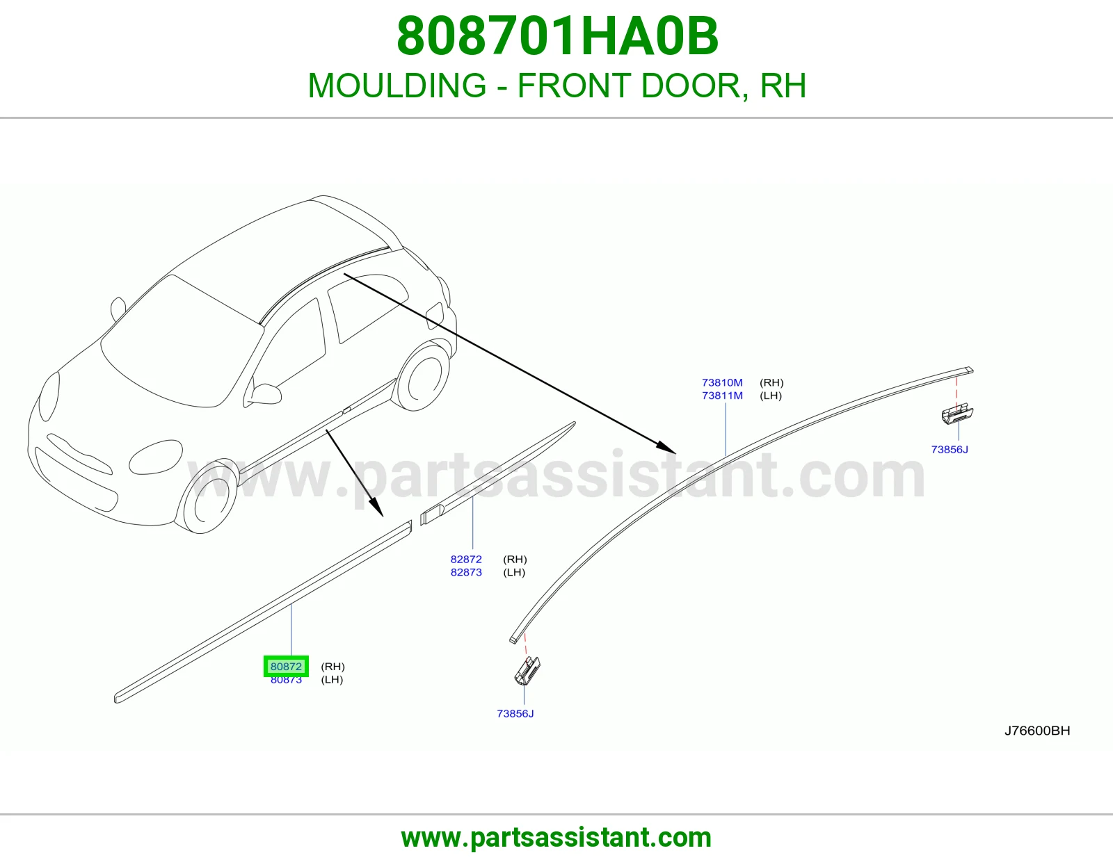 MOULDING - FRONT DOOR, RH 808701HA0B