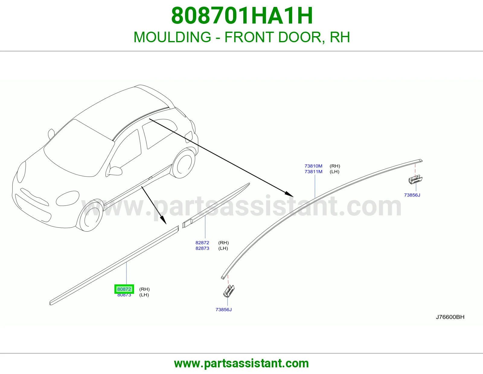 MOULDING - FRONT DOOR, RH 808701HA1H