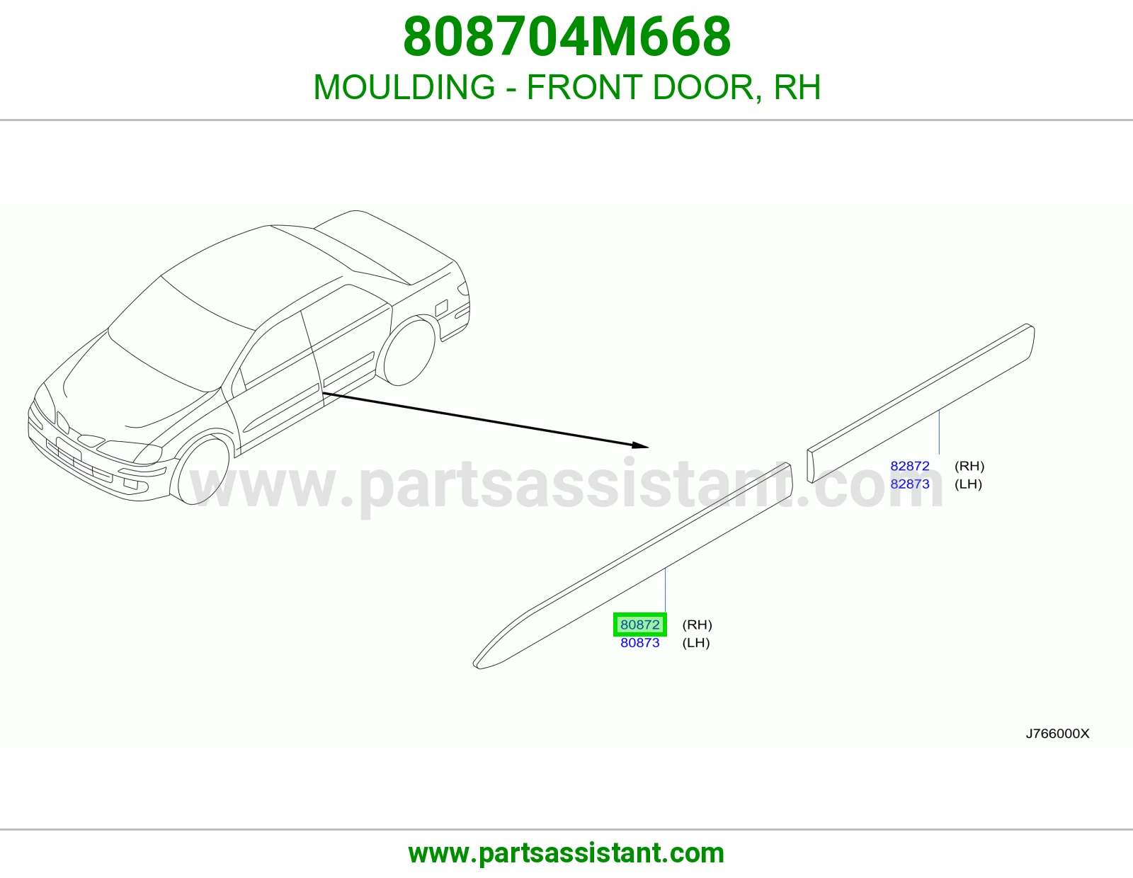 MOULDING - FRONT DOOR, RH 808704M668