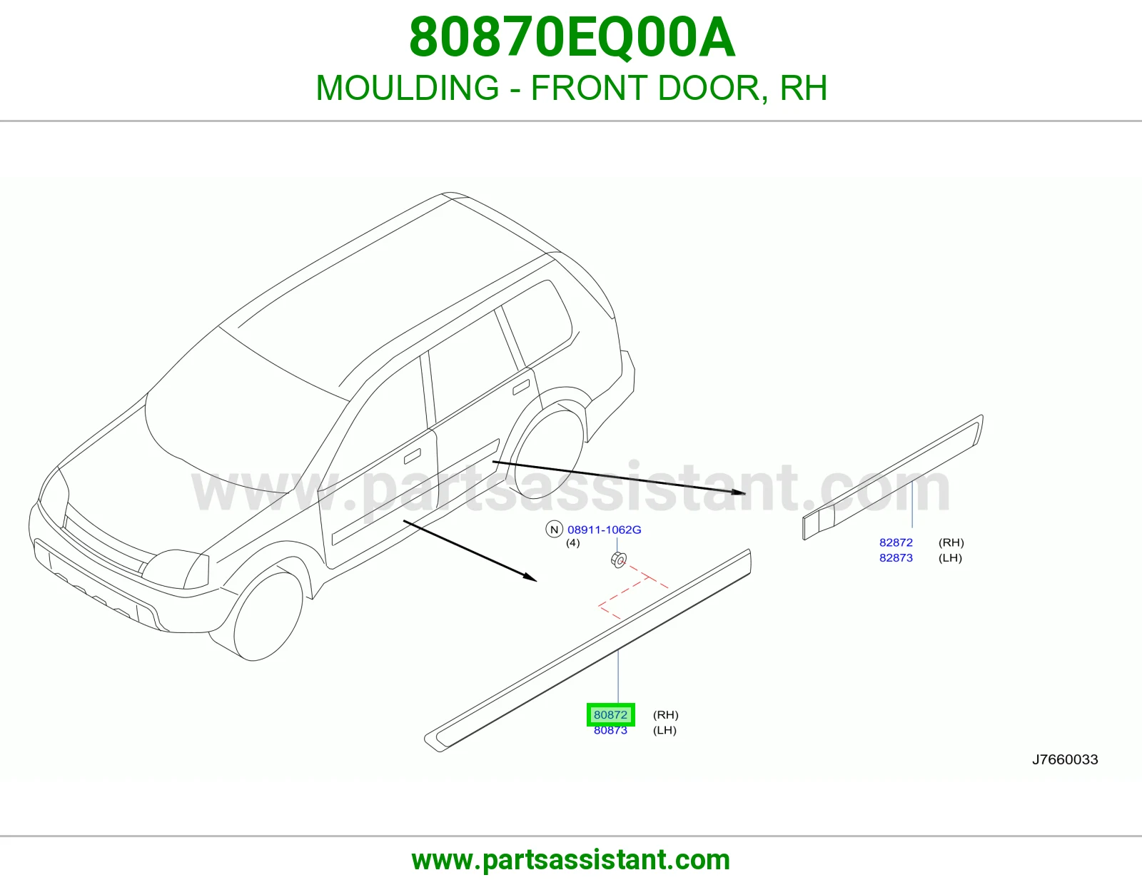 MOULDING - FRONT DOOR, RH 80870EQ00A