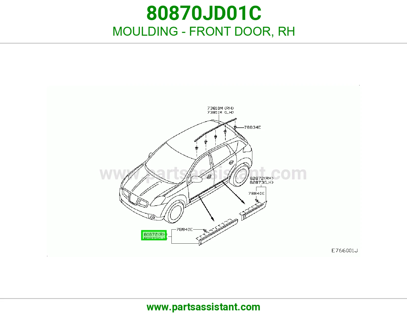 MOULDING - FRONT DOOR, RH 80870JD01C