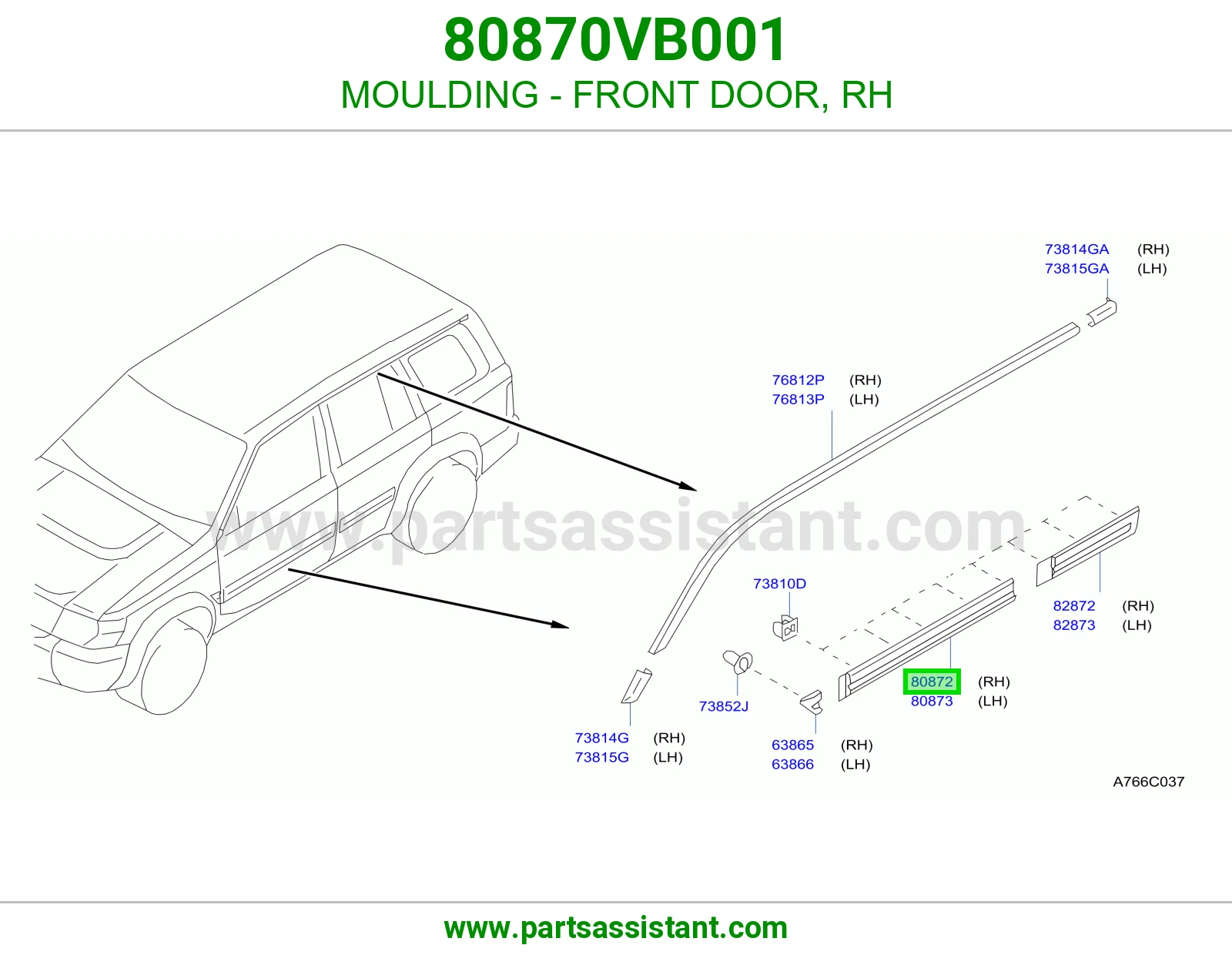 MOULDING - FRONT DOOR, RH 80870VB001