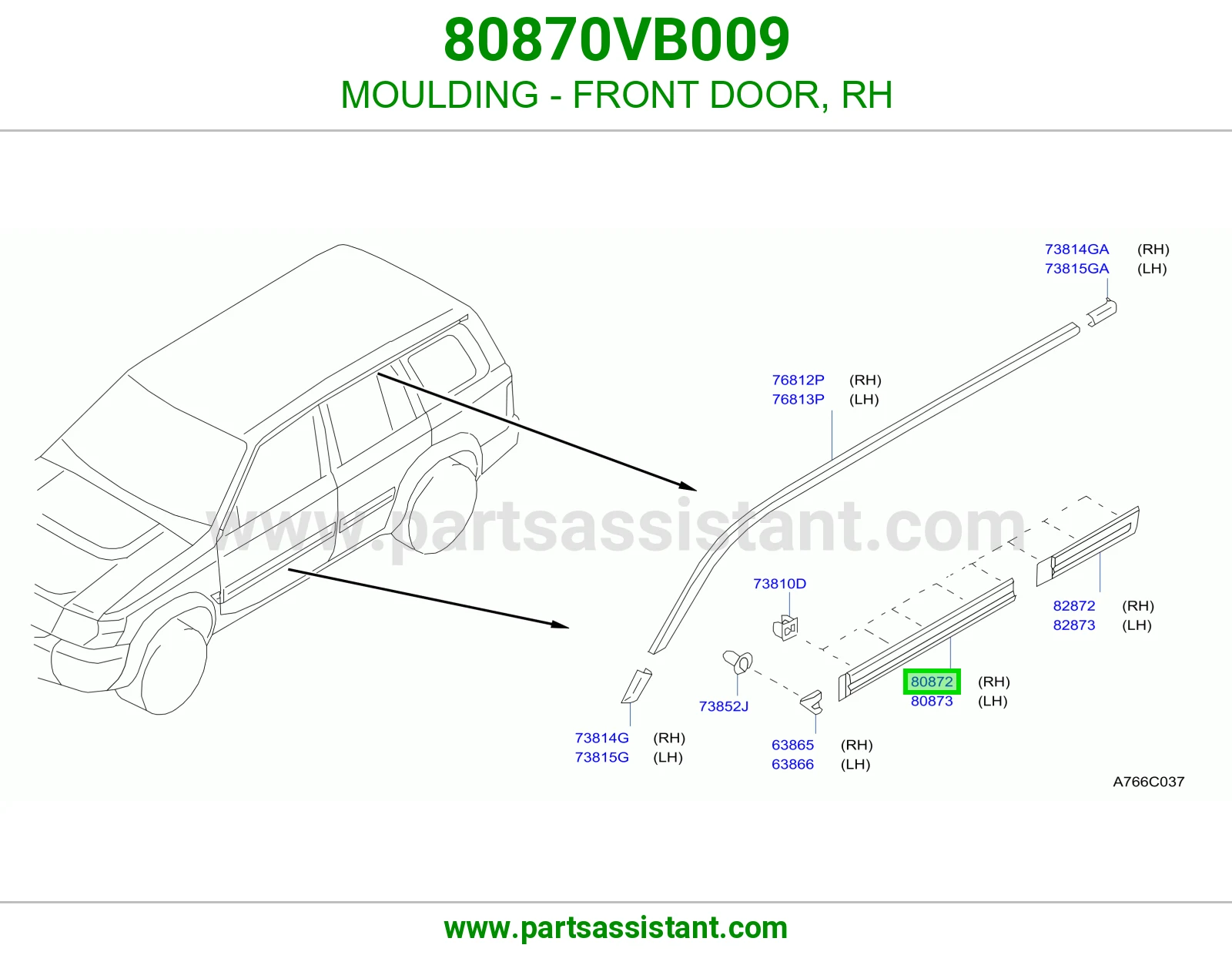 MOULDING - FRONT DOOR, RH 80870VB009
