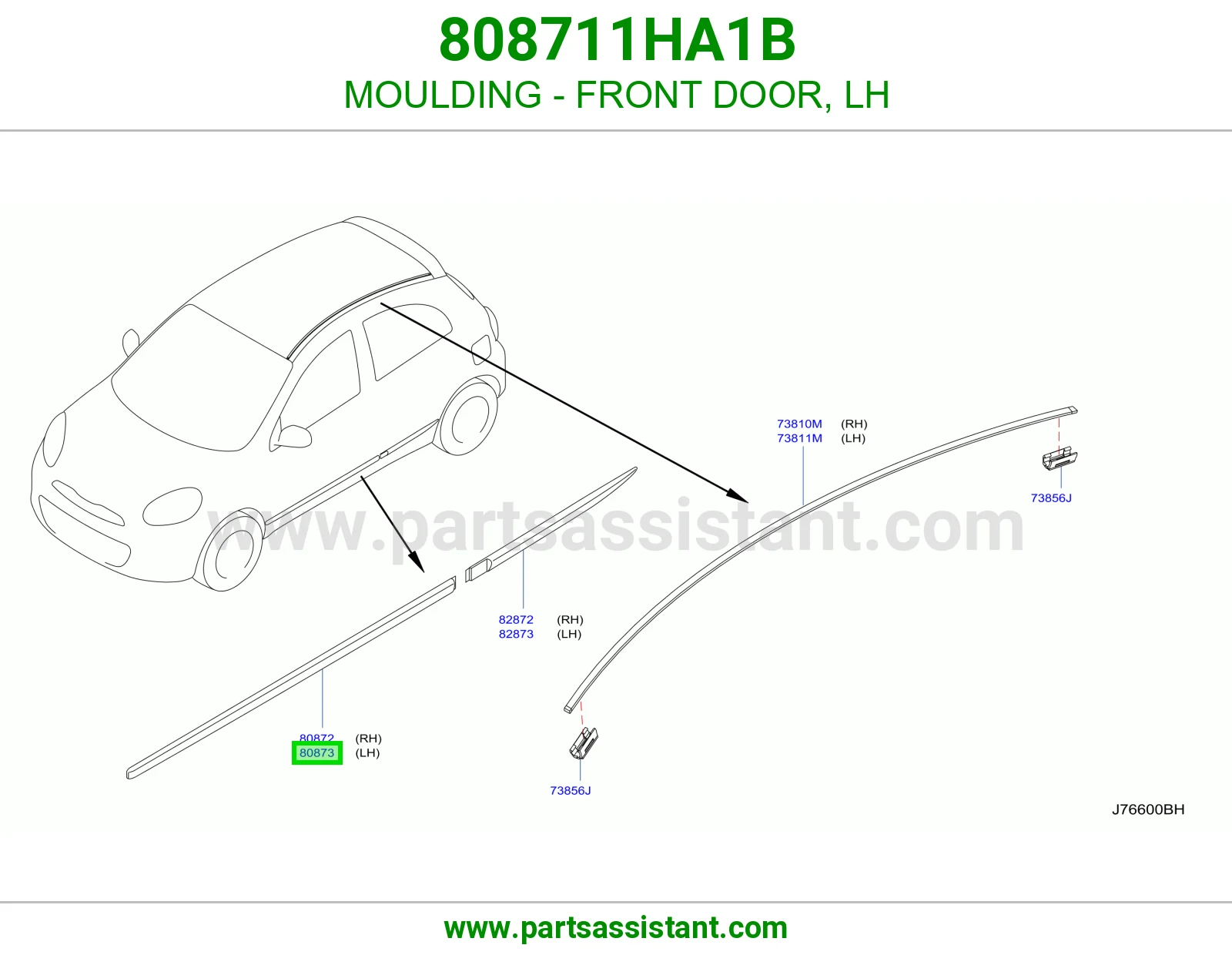 MOULDING - FRONT DOOR, LH 808711HA1B