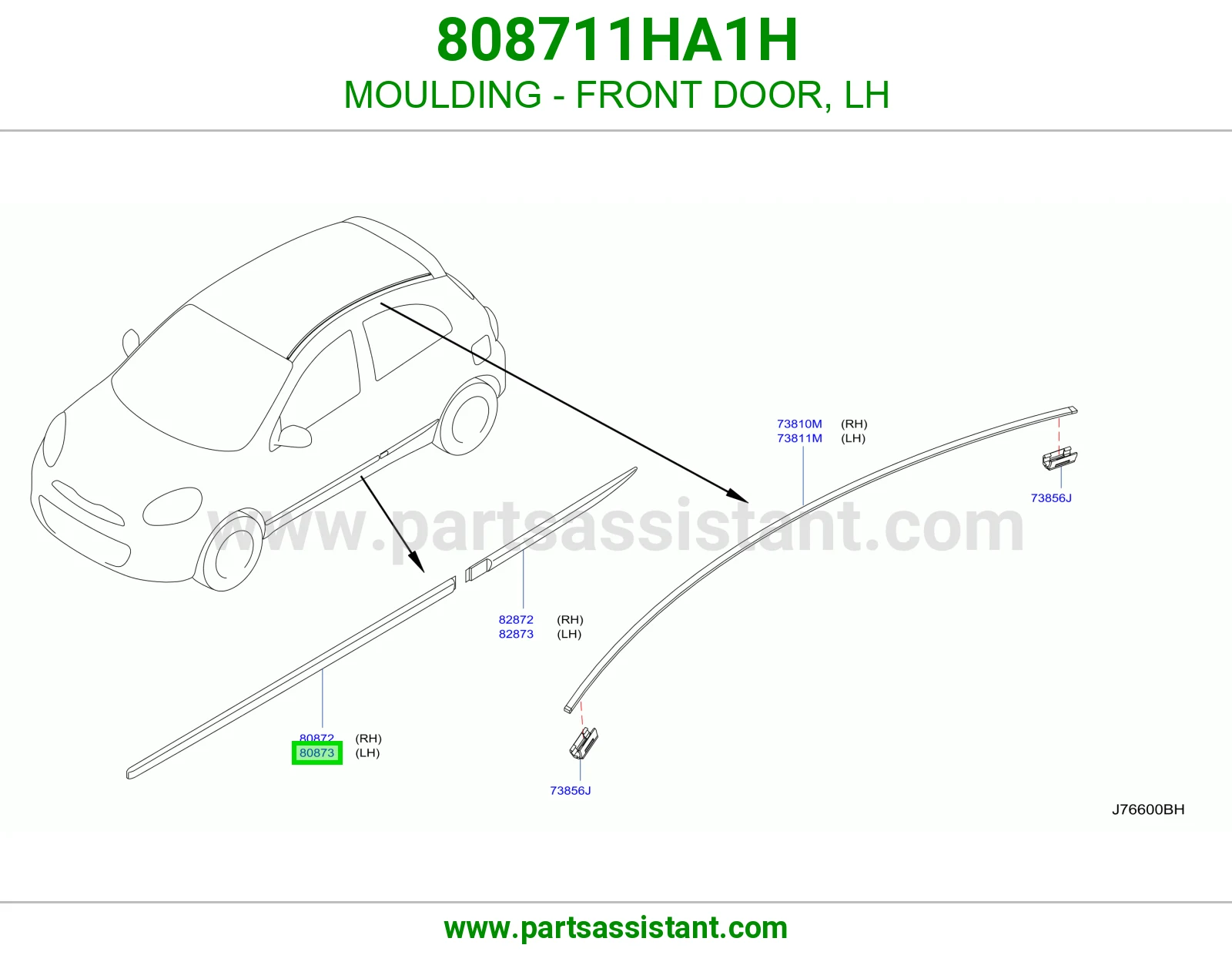 MOULDING - FRONT DOOR, LH 808711HA1H