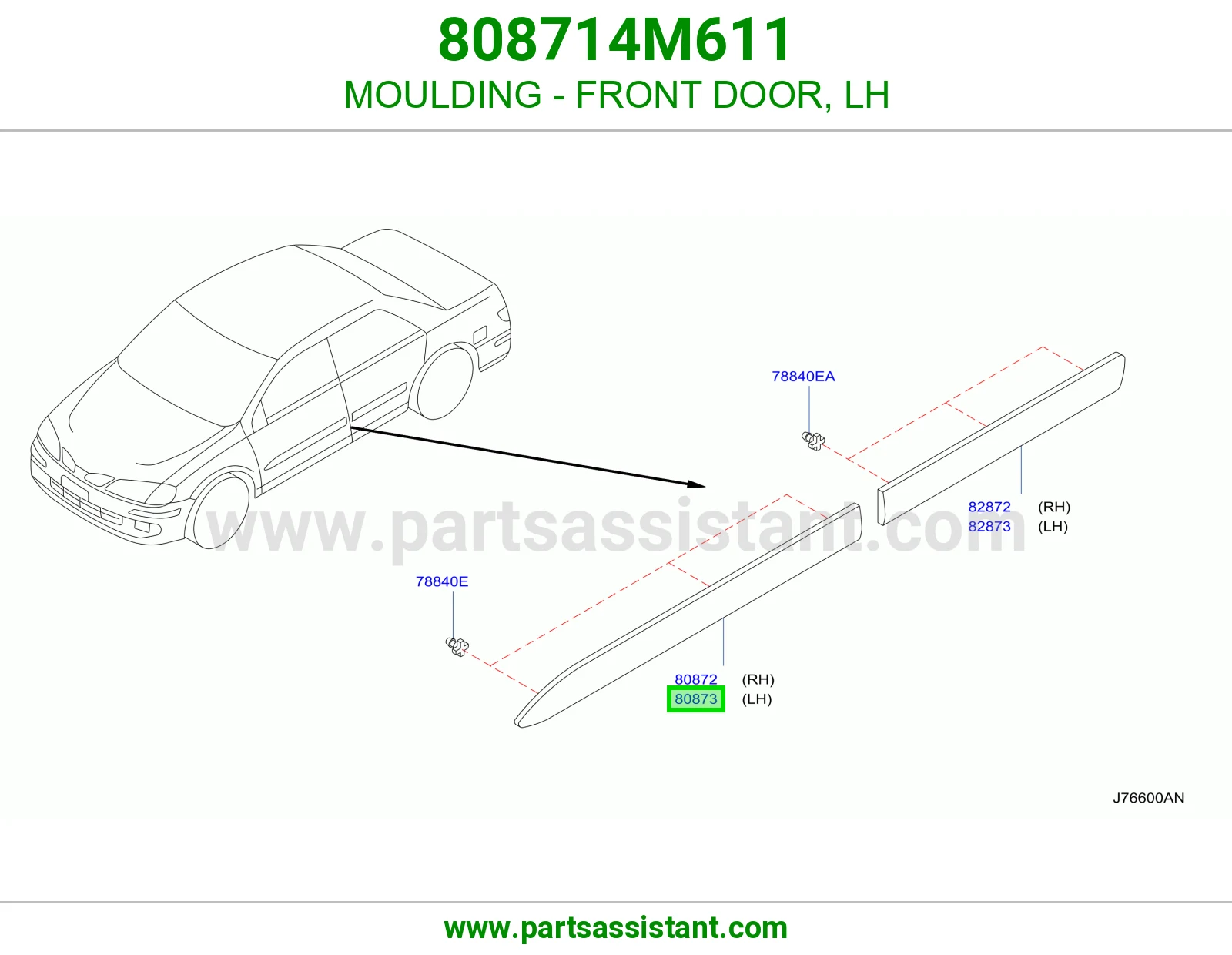 MOULDING - FRONT DOOR, LH 808714M611