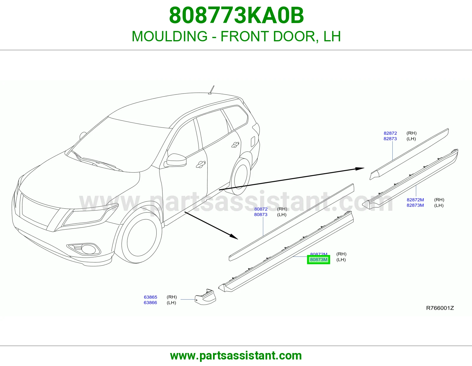 MOULDING - FRONT DOOR, LH 808773KA0B
