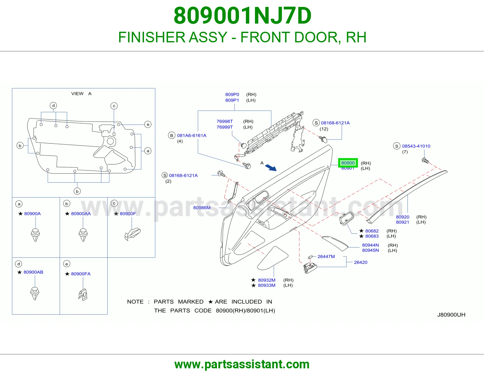 FINISHER ASSY - FRONT DOOR, RH 809001NJ7D