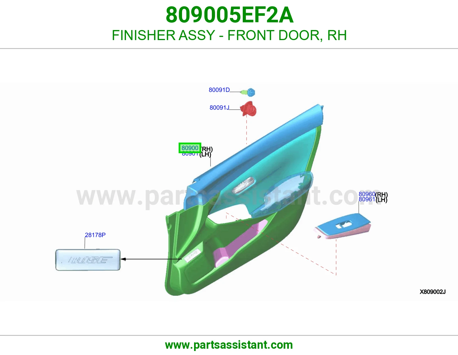 تلبيسة باب أمامي يمين كاملة 809005EF2A
