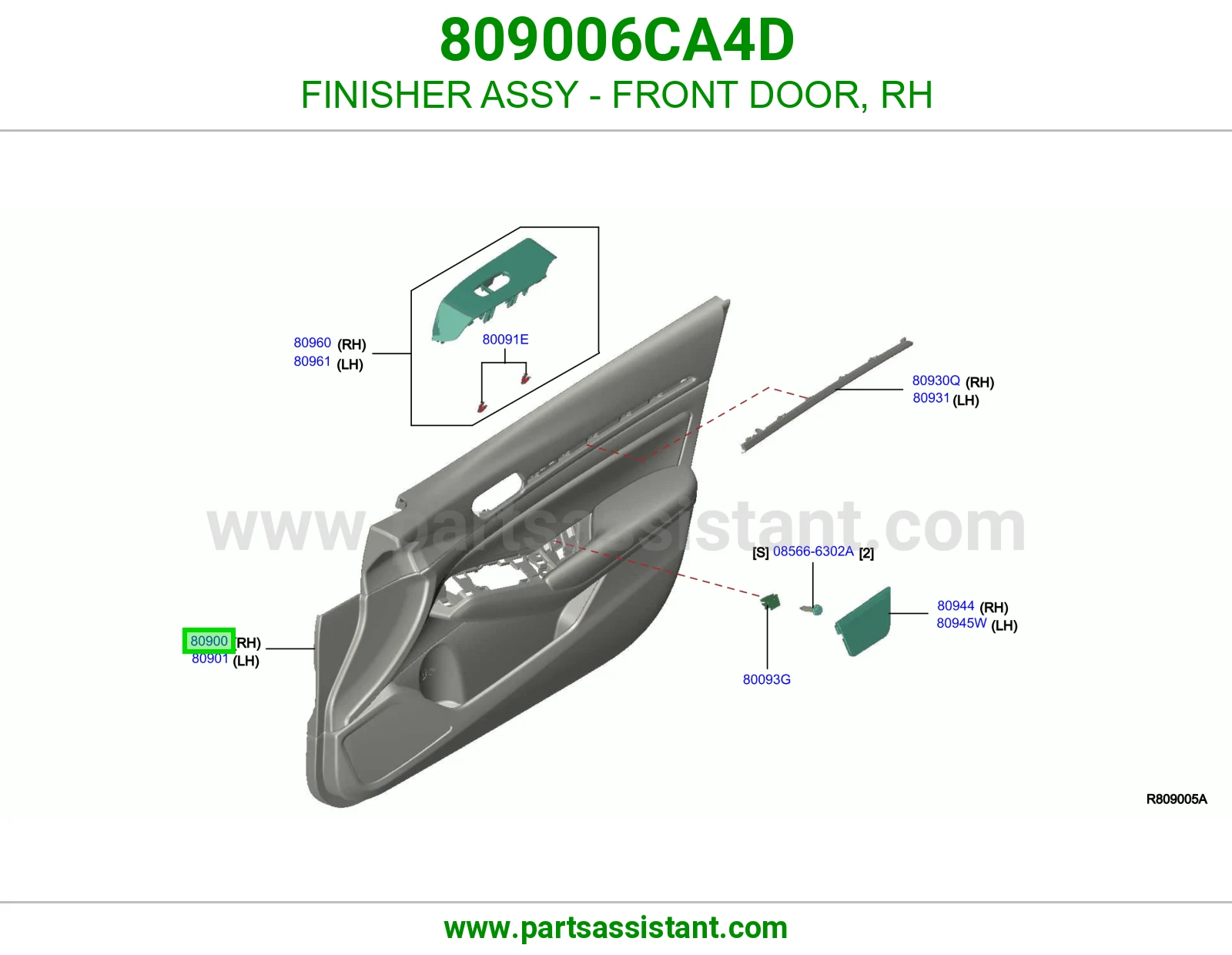 تلبيسة باب أمامي يمين كاملة 809006CA4D