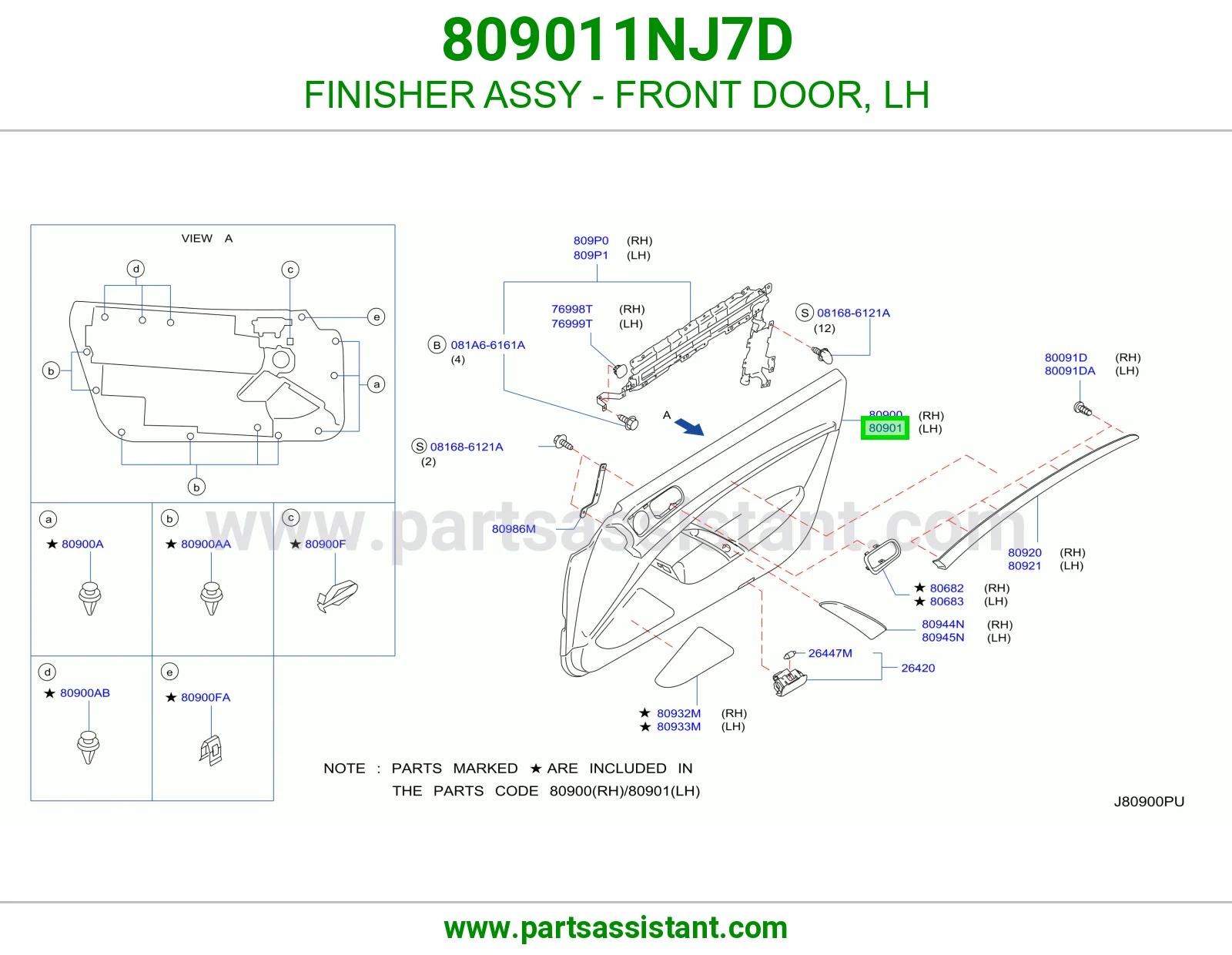 FINISHER ASSY - FRONT DOOR, LH 809011NJ7D