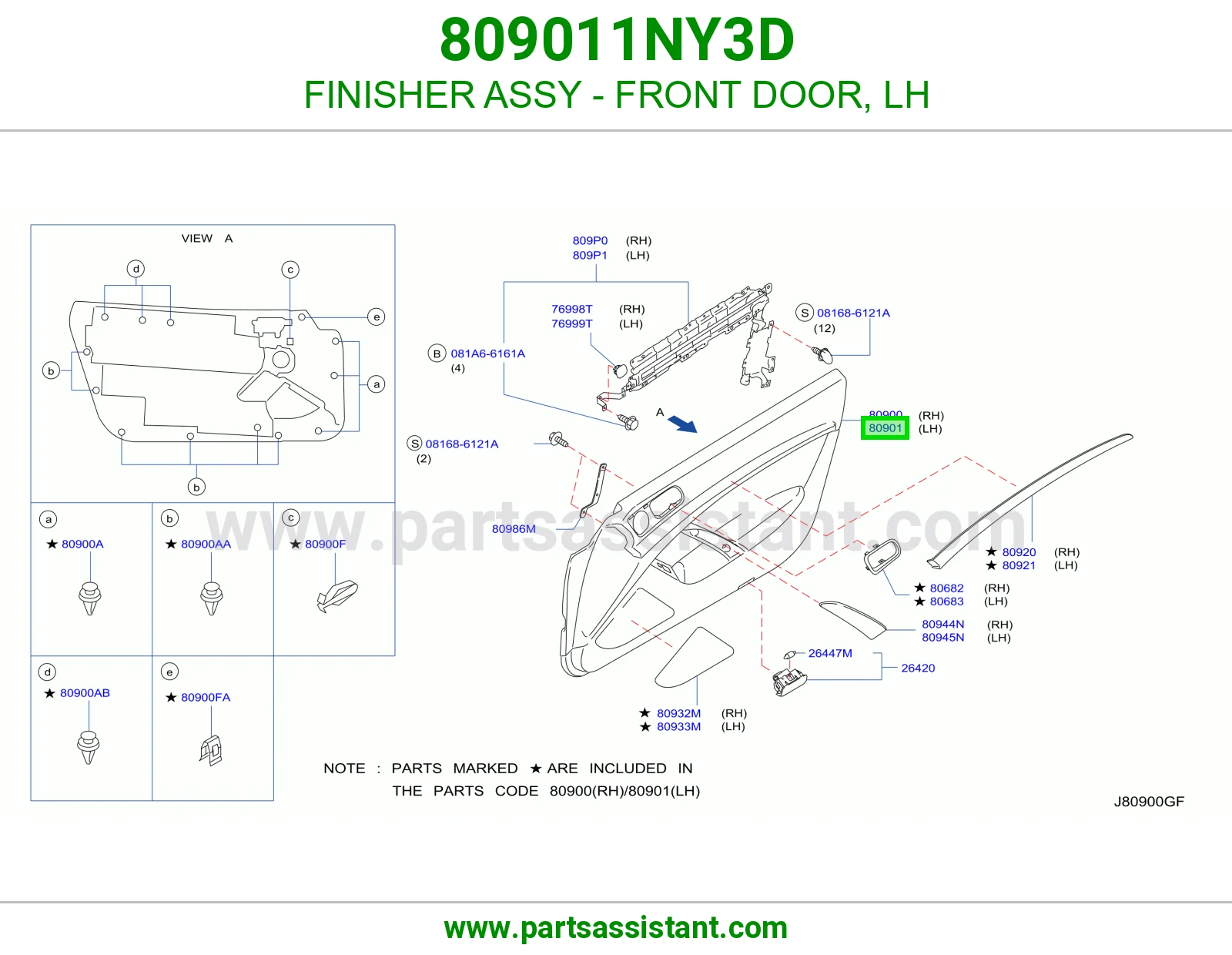 FINISHER ASSY - FRONT DOOR, LH 809011NY3D