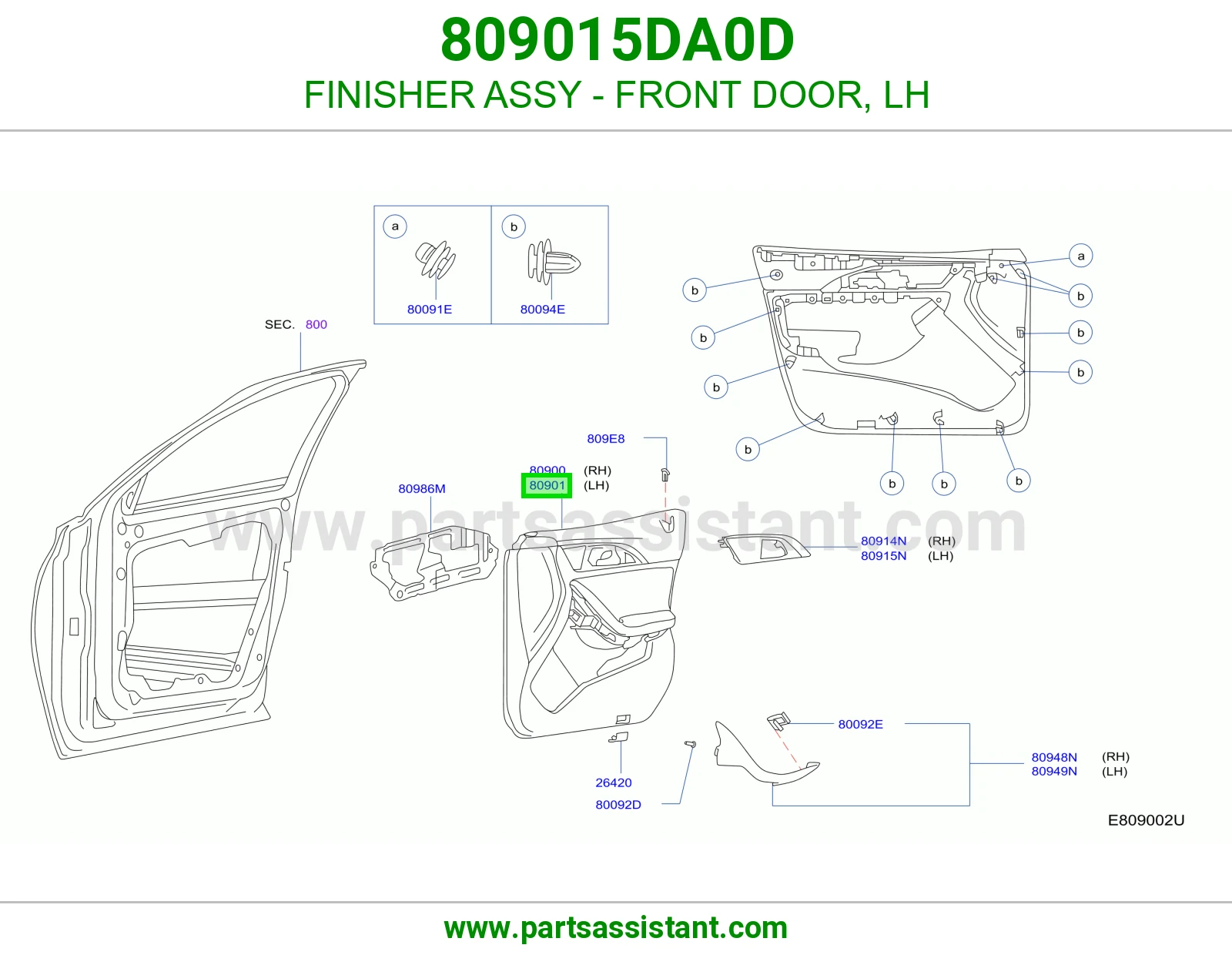 FINISHER ASSY - FRONT DOOR, LH 809015DA0D