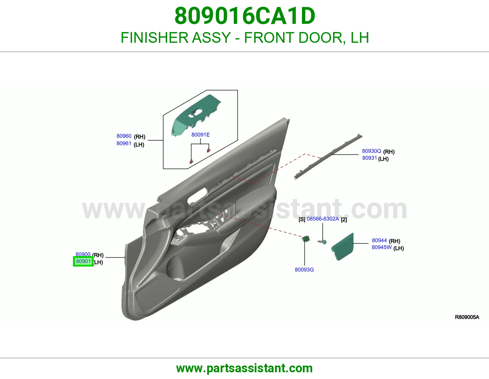 تلبيسة باب أمامي يسار كاملة 809016CA1D
