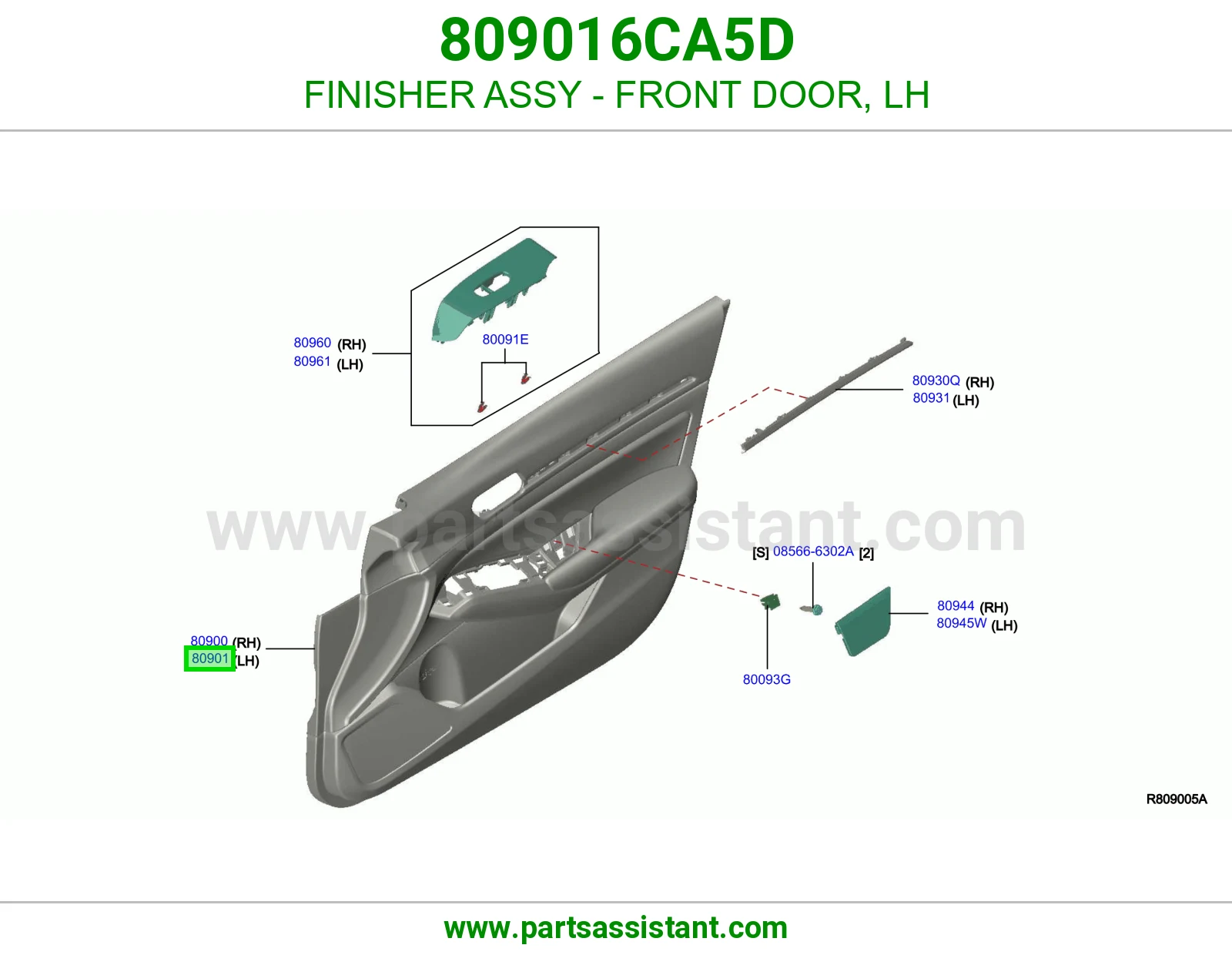 تلبيسة باب أمامي يسار كاملة 809016CA5D