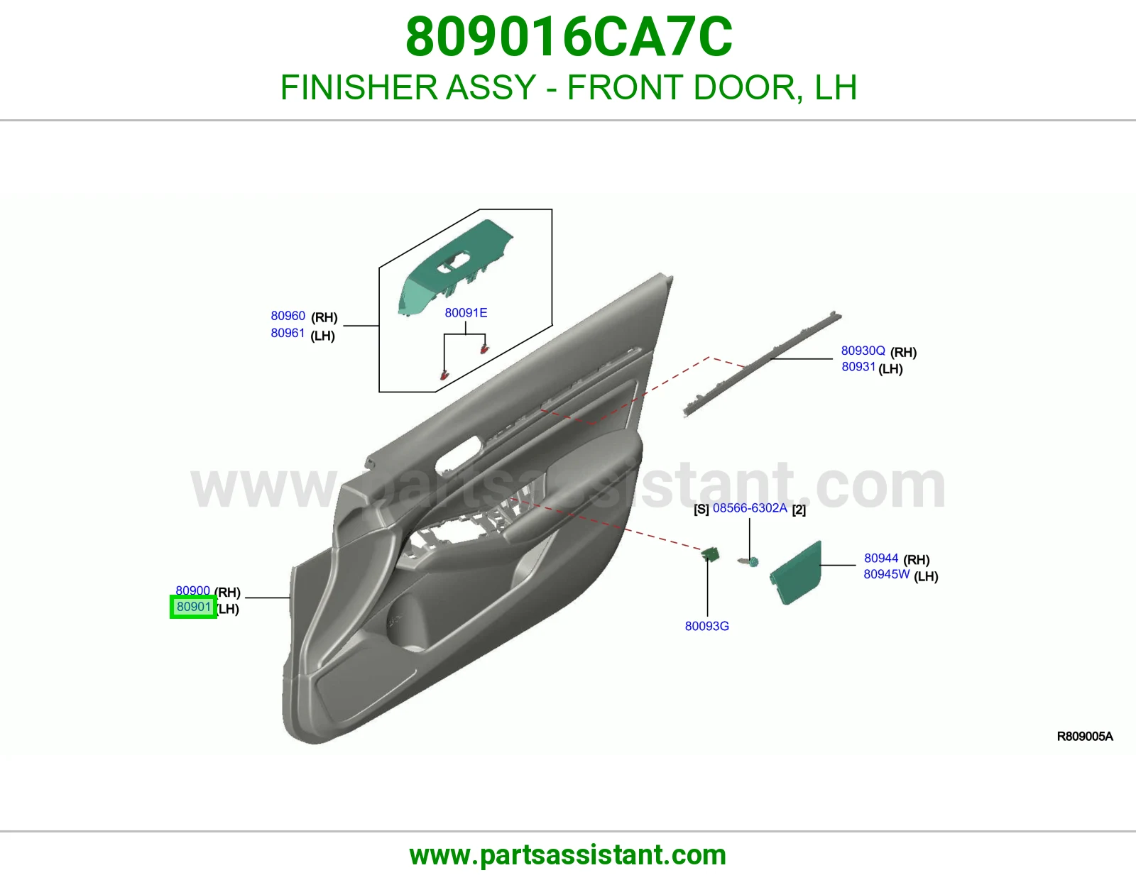 تلبيسة باب أمامي يسار كاملة 809016CA7C