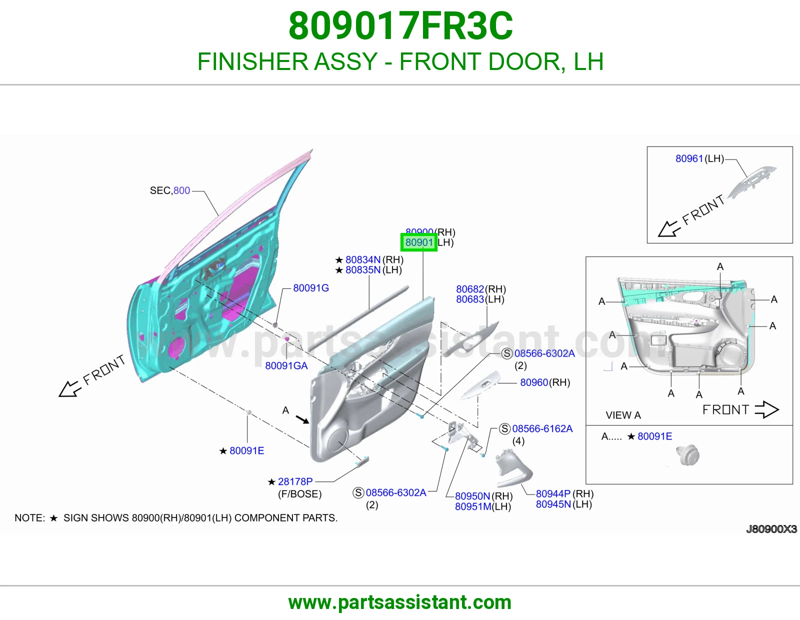 FINISHER ASSY - FRONT DOOR, LH 809017FR3C