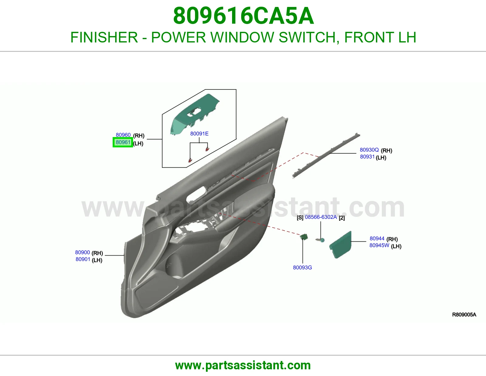 تلبيسة سويتش قزاز كهربائي أمامي يسار 809616CA5A