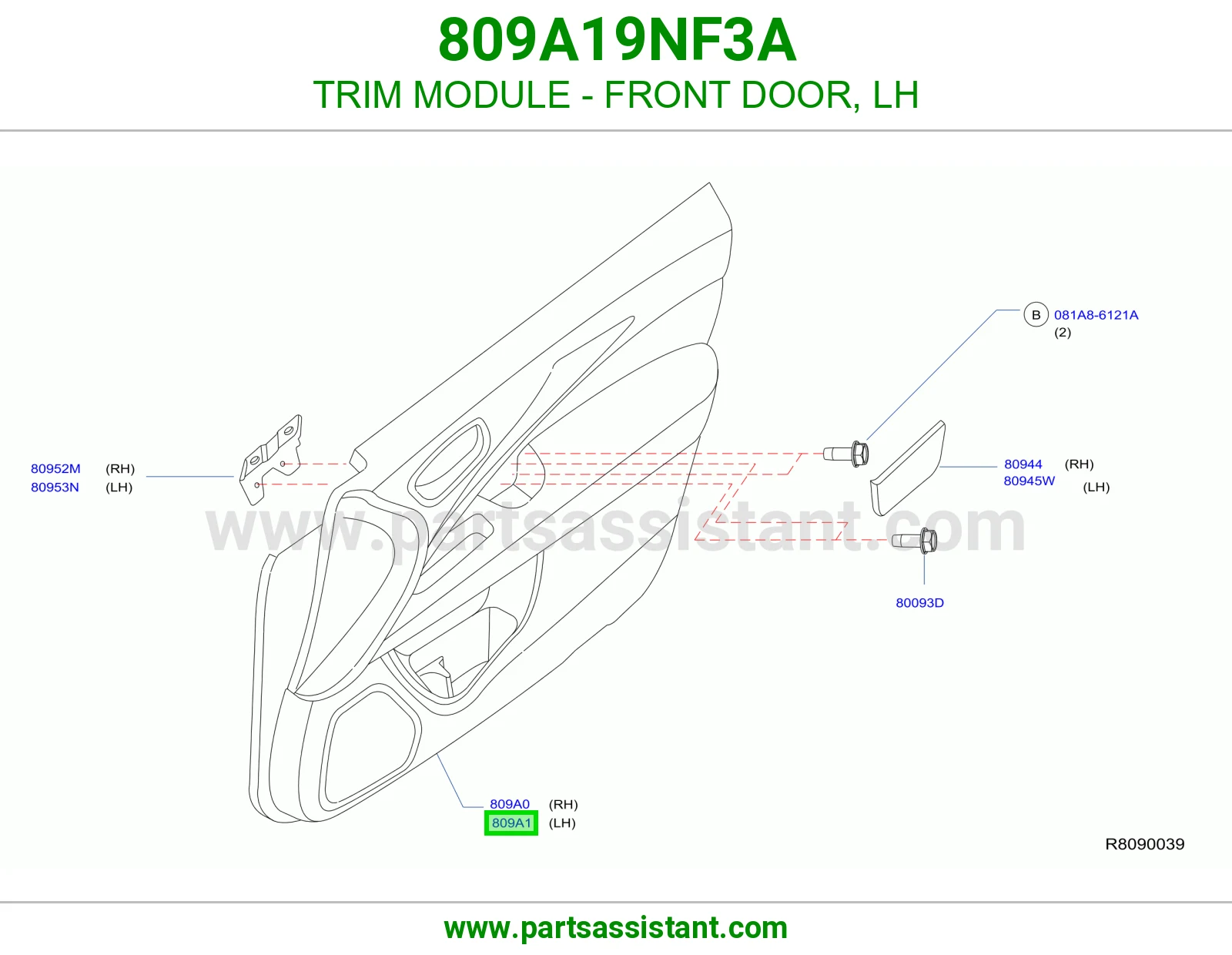 TRIM MODULE - FRONT DOOR, LH 809A19NF3A