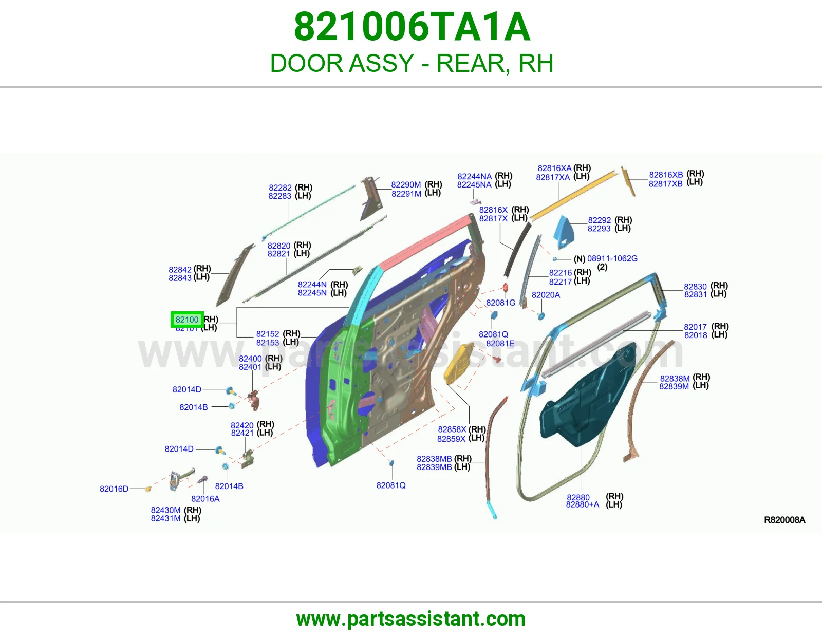 باب خلفي يمين كامل 821006TA1A