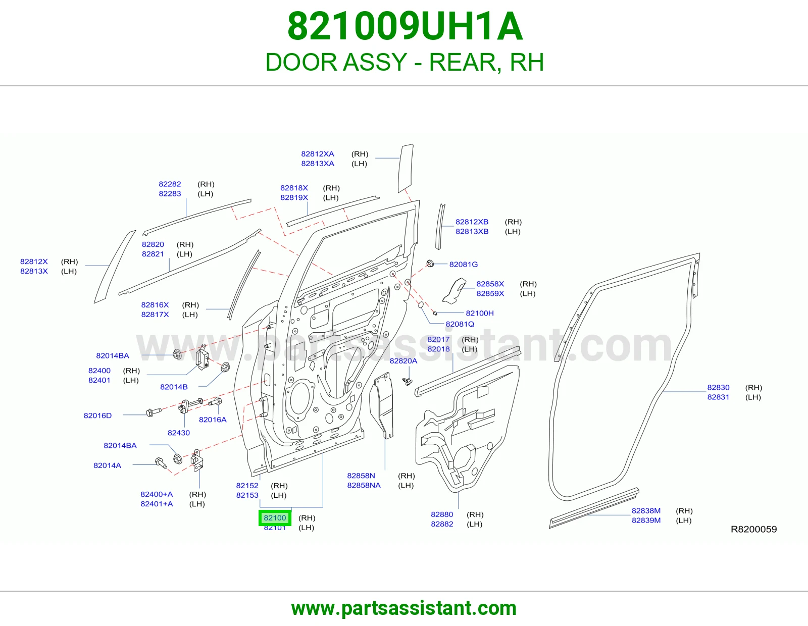 باب خلفي يمين كامل 821009UH1A