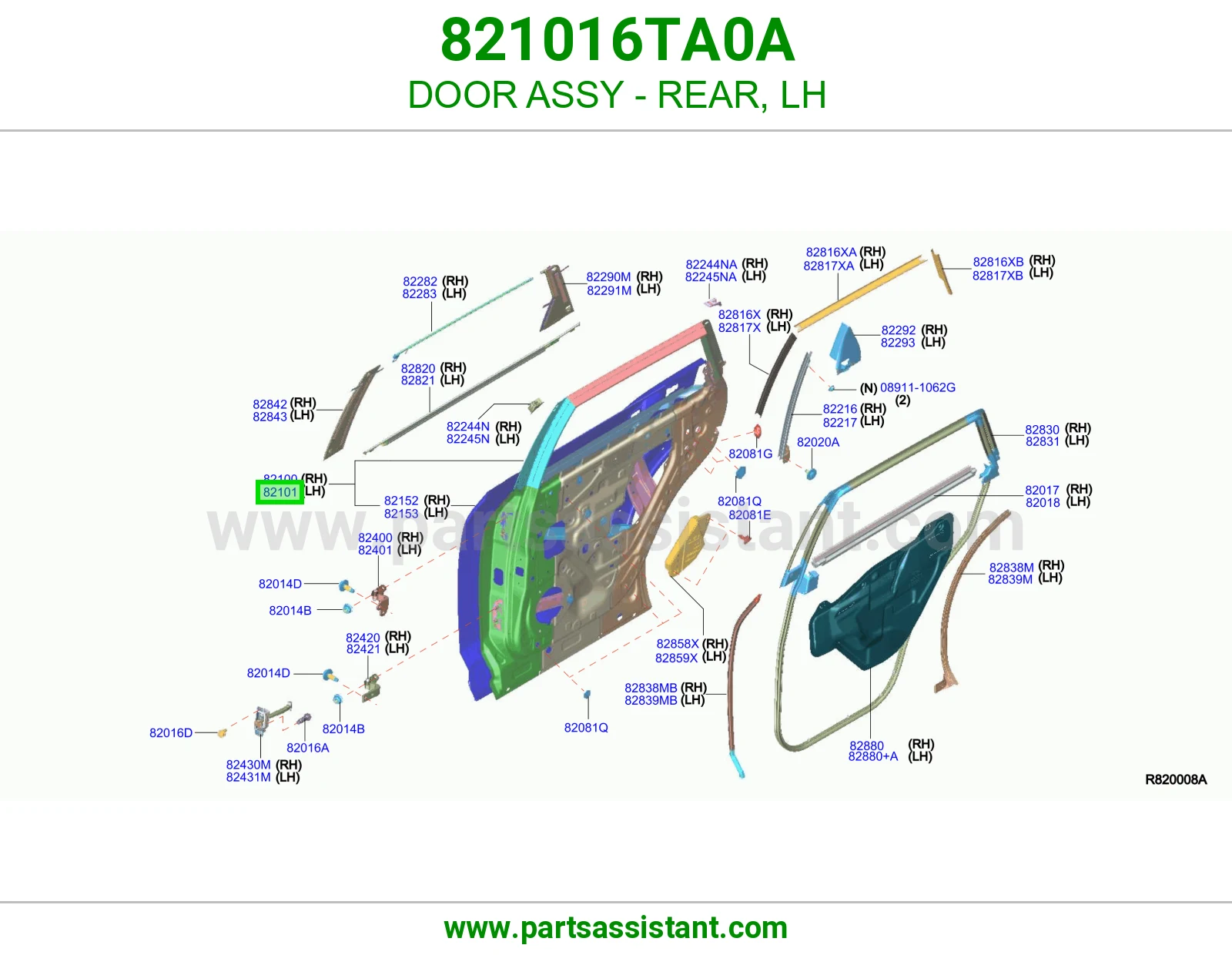 باب خلفي يسار كامل 821016TA0A