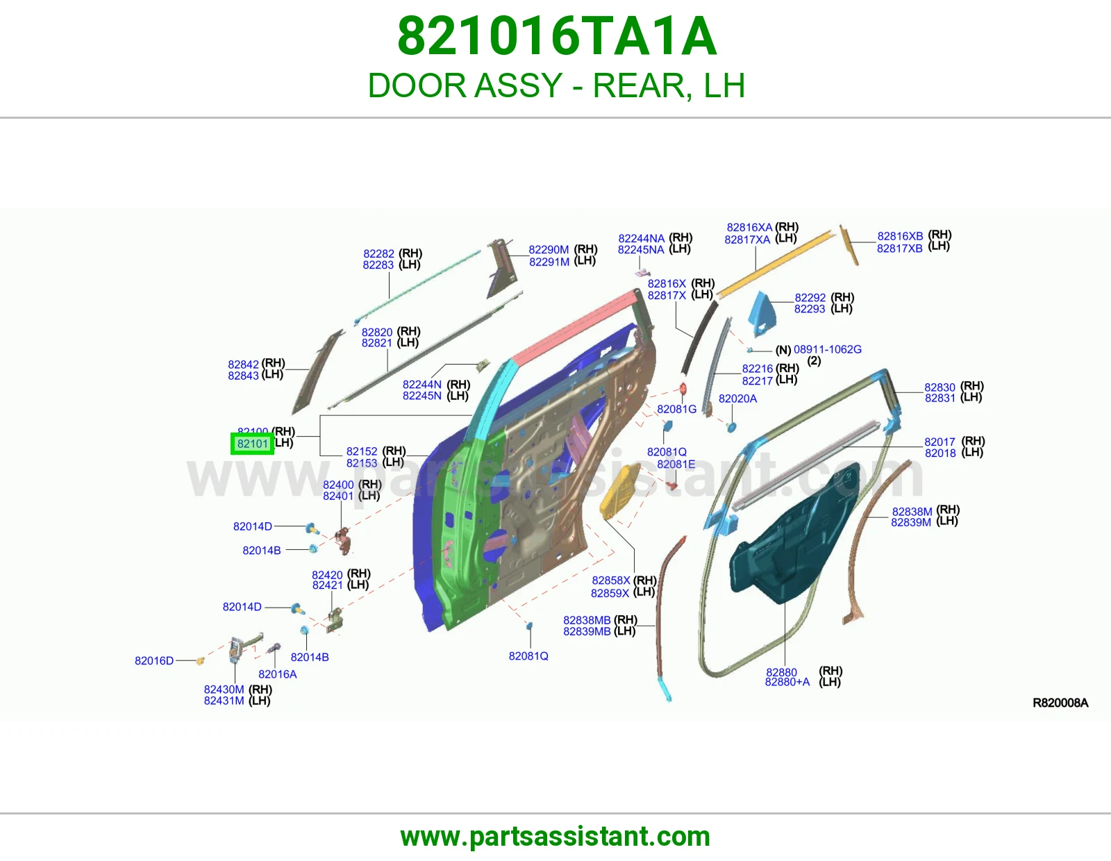 باب خلفي يسار كامل 821016TA1A